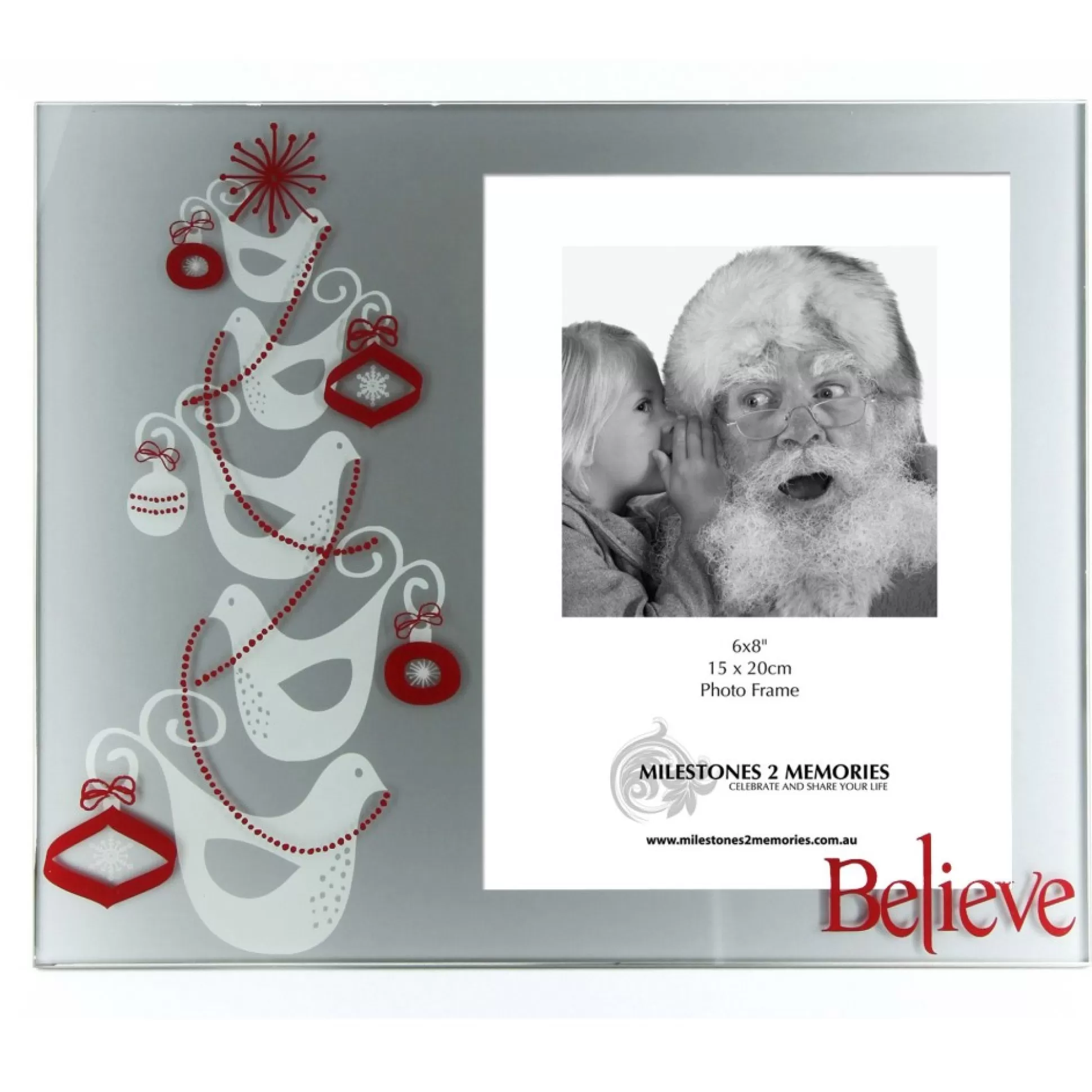 Large Glass Christmas Photo Frame - Doves Kris Kringle Gifts |