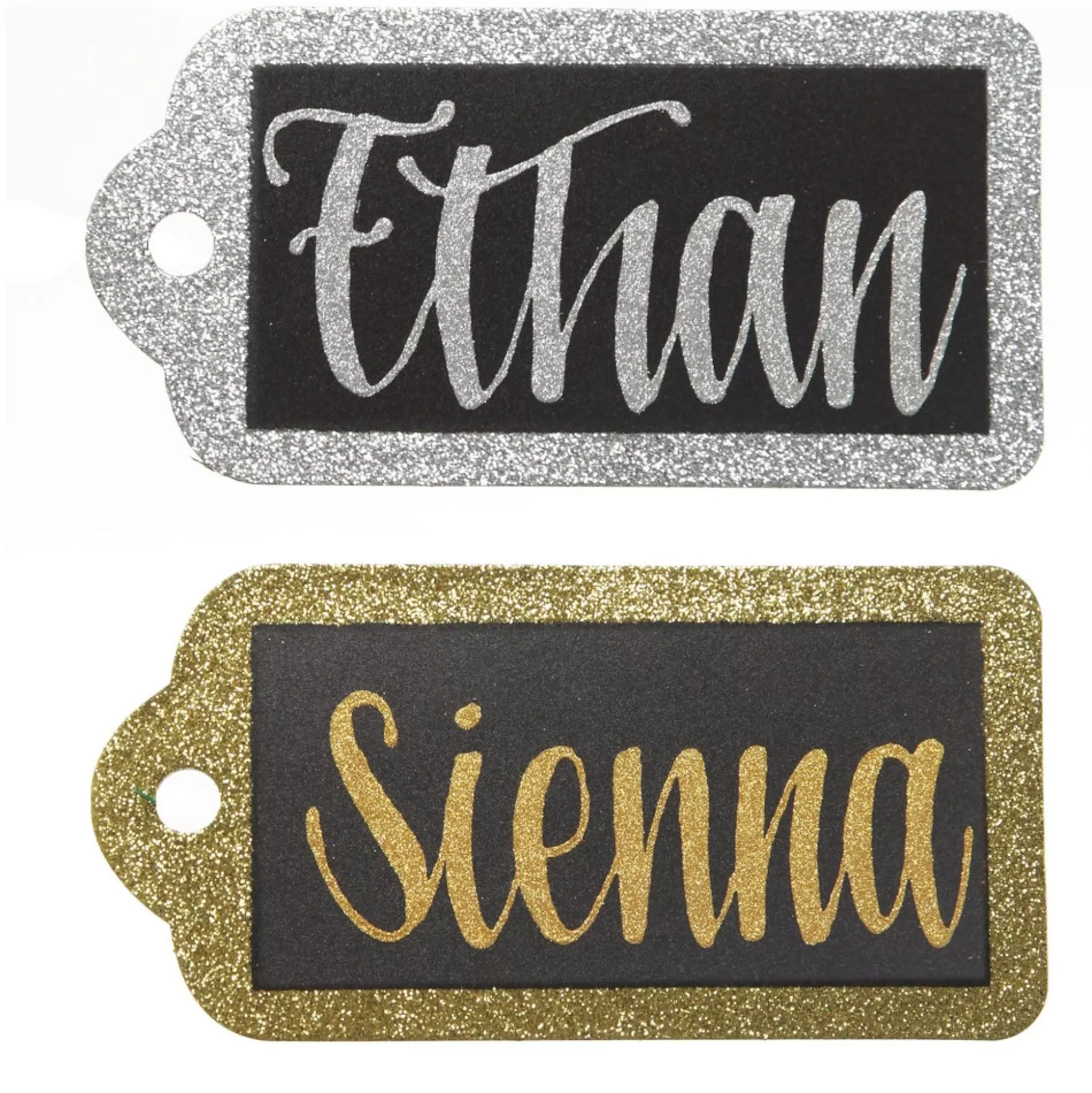 Large Glitter Arched Edge Name Tag Personalised Santa Sacks |