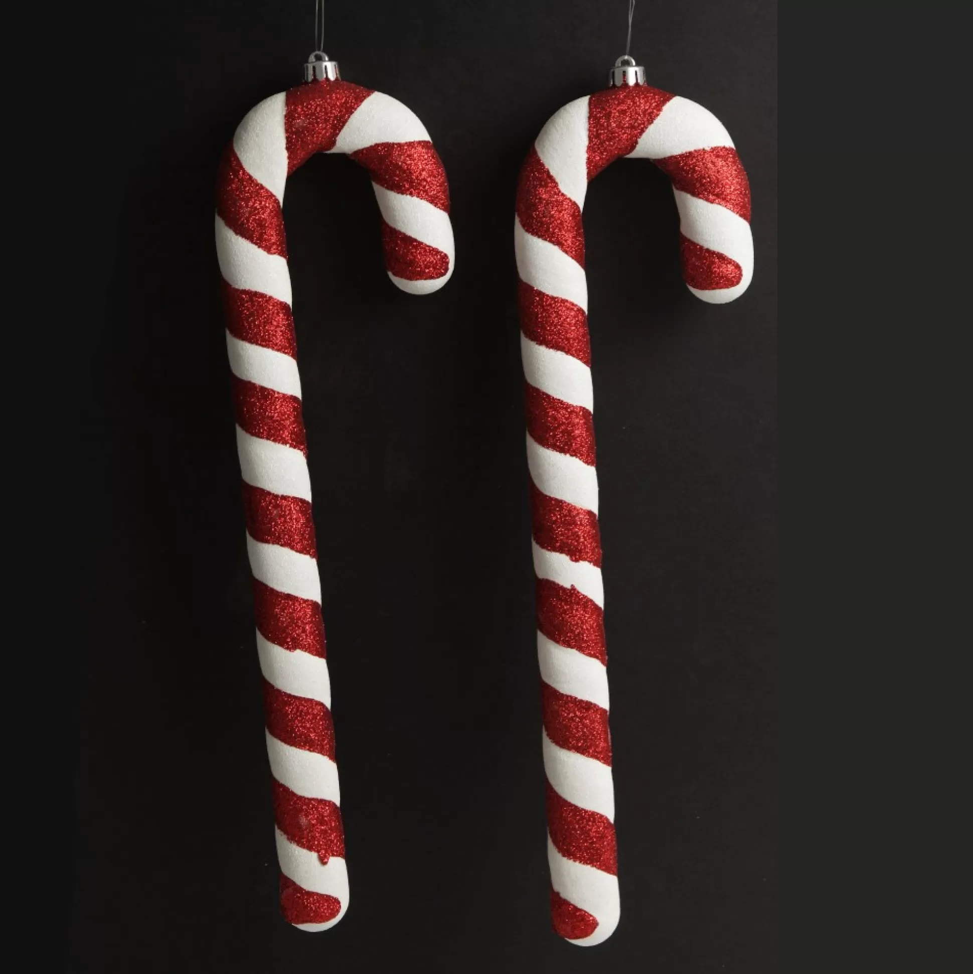 Large Glitter Candy Cane Decorations - Set of 2 Christmas Tree Decorations |