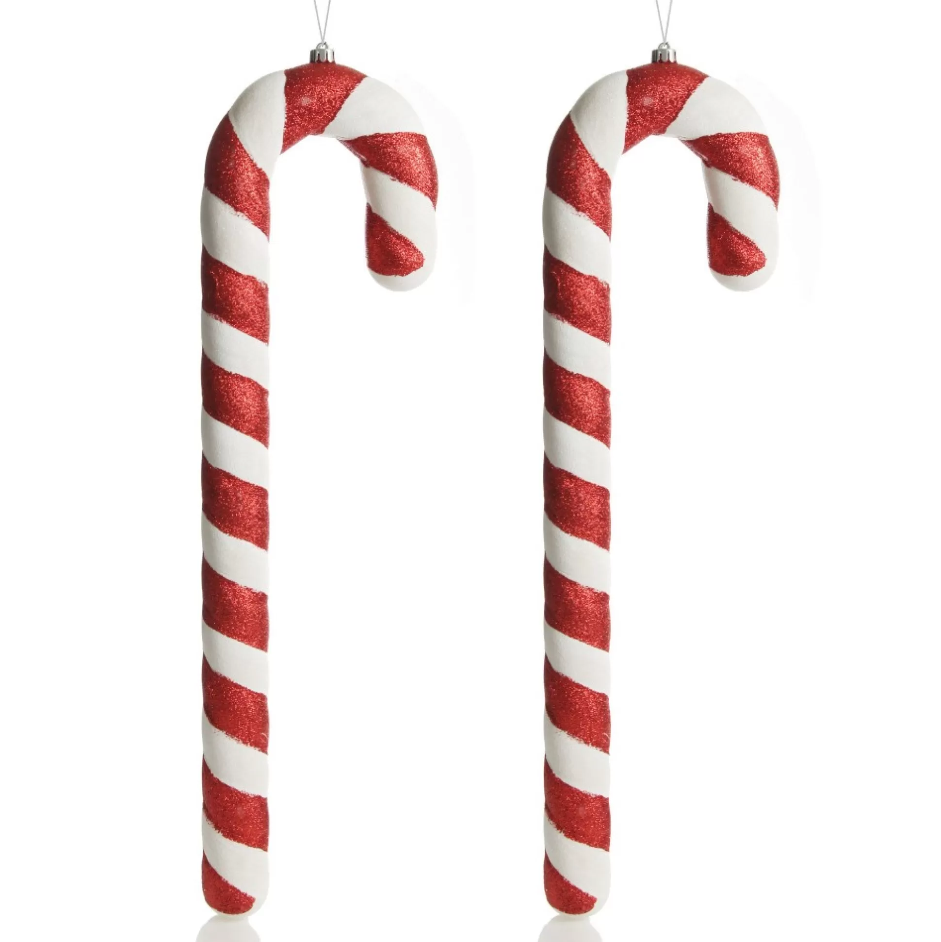 Large Glitter Candy Cane Decorations - Set of 2 Christmas Tree Decorations |