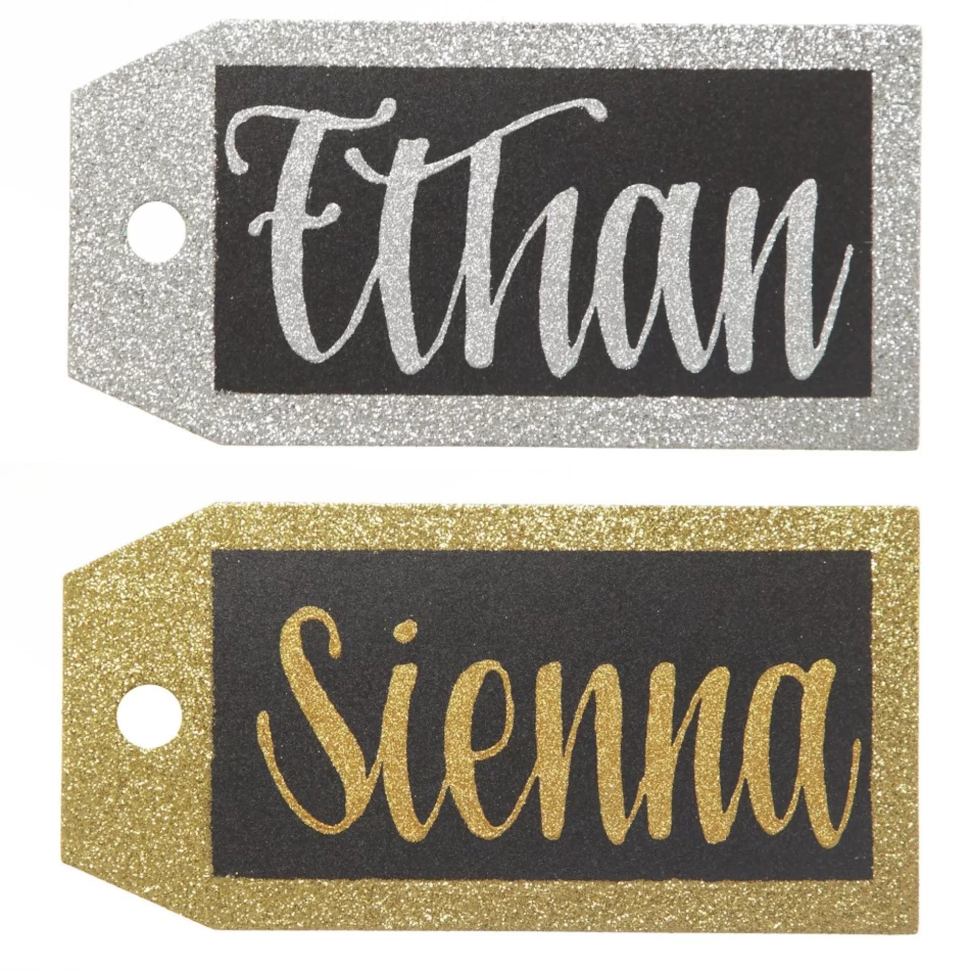 Large Glitter Square Edge Name Tag Personalised Santa Sacks |