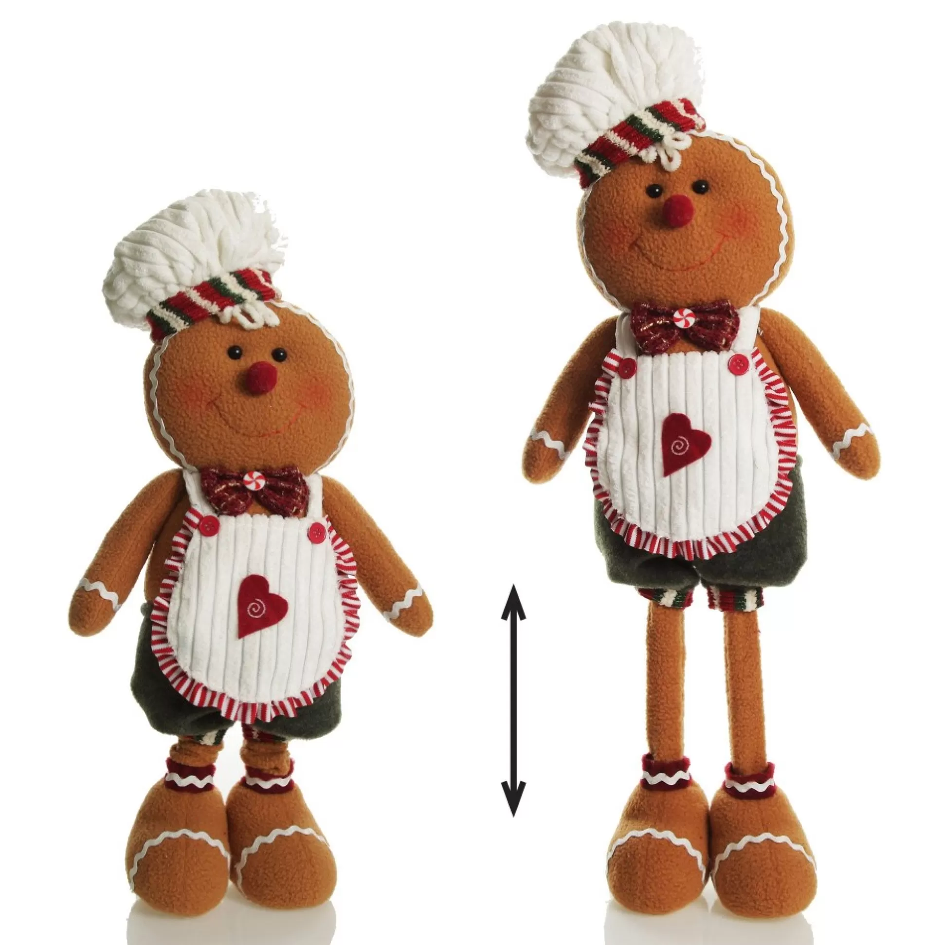 Large Plush Stretch Leg Gingerbread with Chef Hat Christmas Ornament Christmas Figurines |
