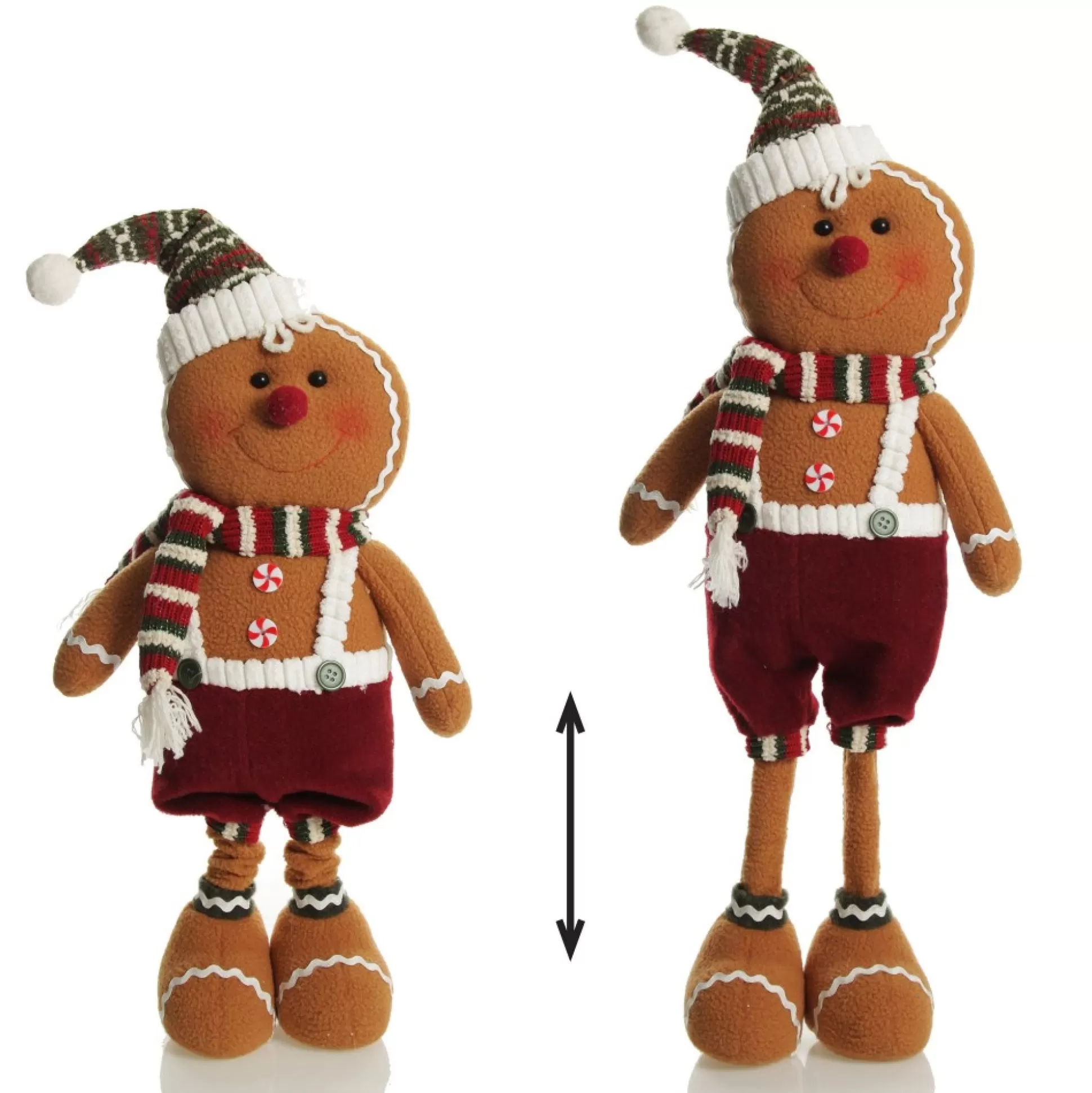 Large Plush Stretch Leg Gingerbread with Santa Hat Christmas Ornament Christmas Figurines |
