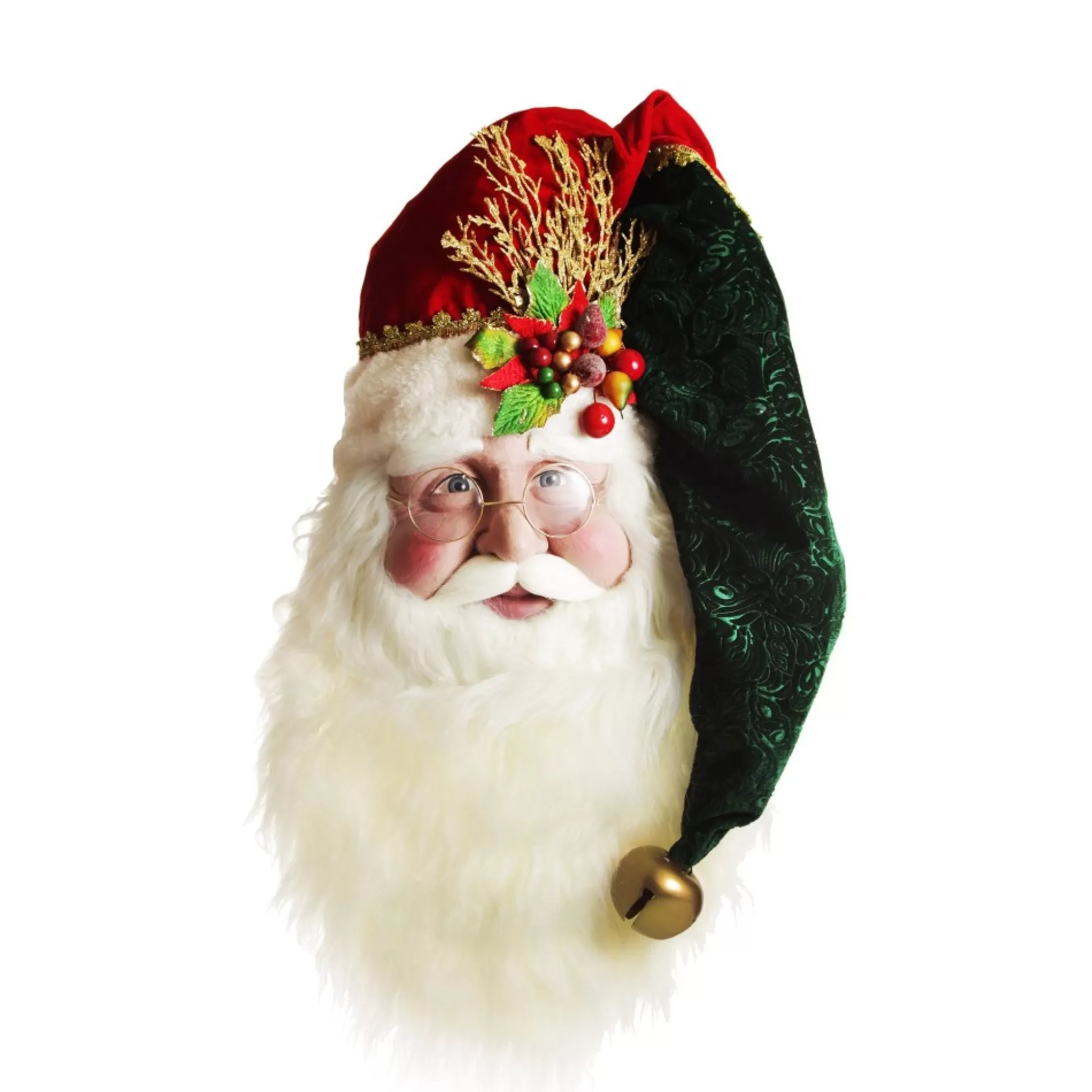 Large Santa Head with Red and Green Christmas Wall Hanging Wall Hangings And Signs |