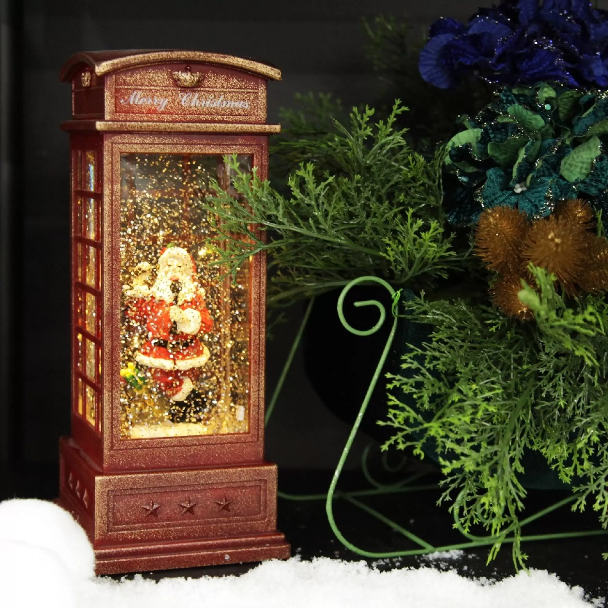 Light Up Musical Telephone Booth with Santa Christmas Ornament Light-Up Scenes And Ornaments |