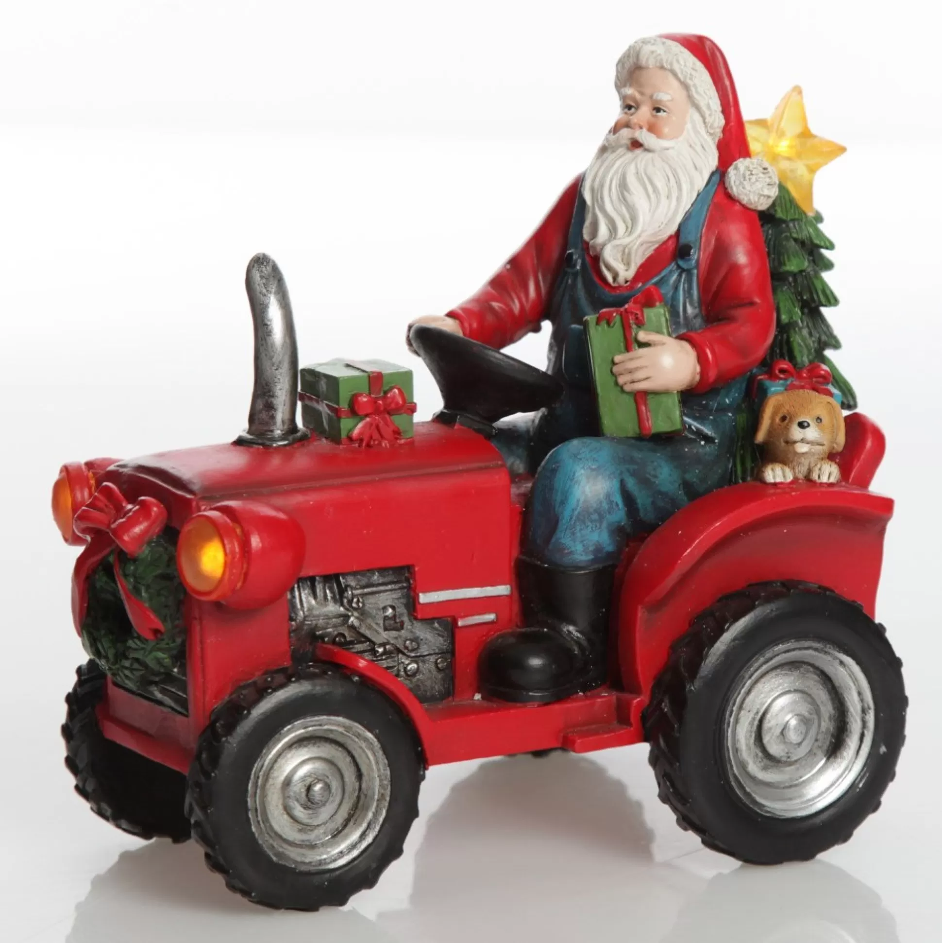 Lightup Santa on Tractor Christmas Ornament Light-Up Scenes And Ornaments |