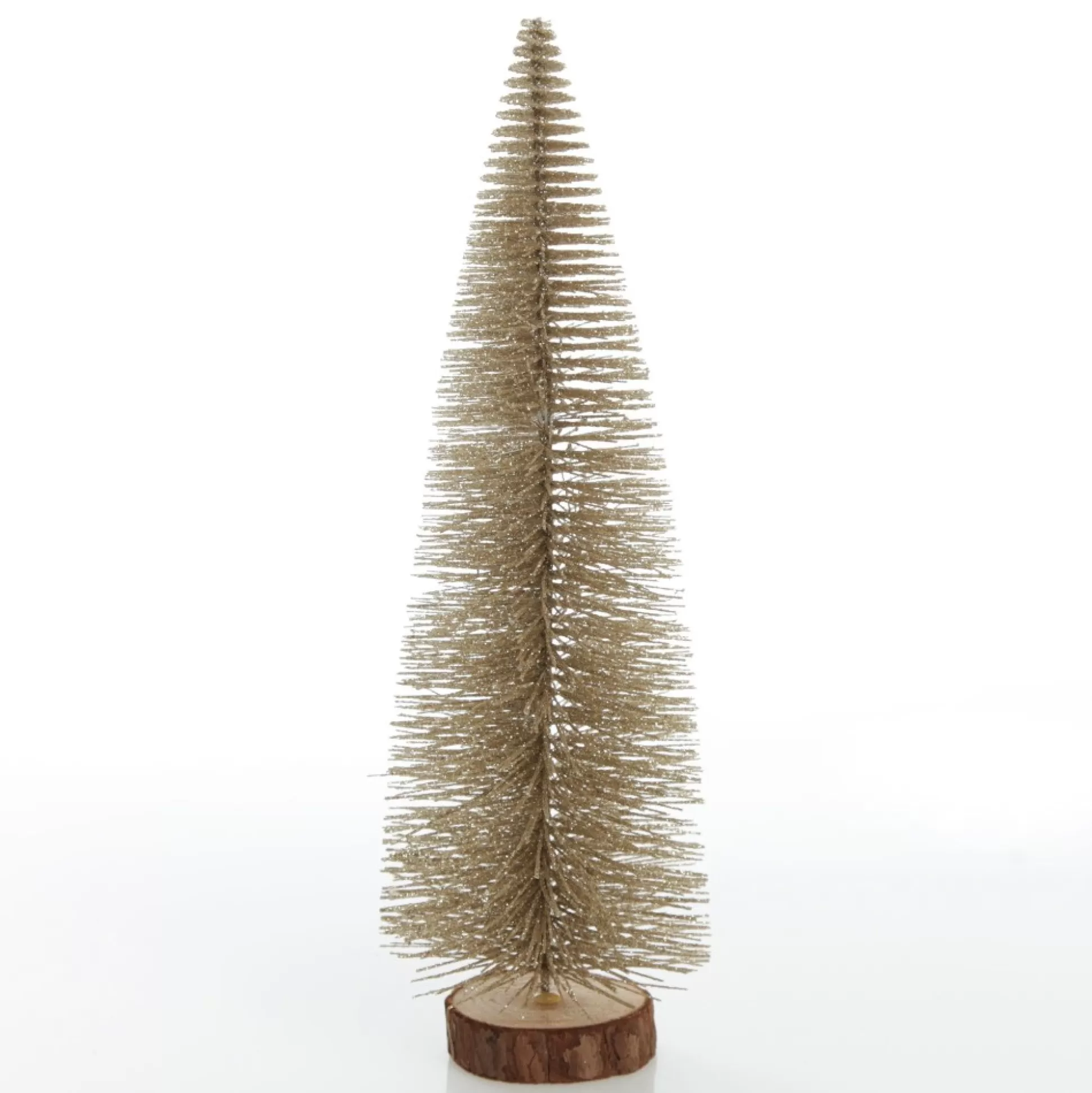 Medium Gold Bottle Brush Christmas Tree on Wooden Base Table Top Christmas Trees |