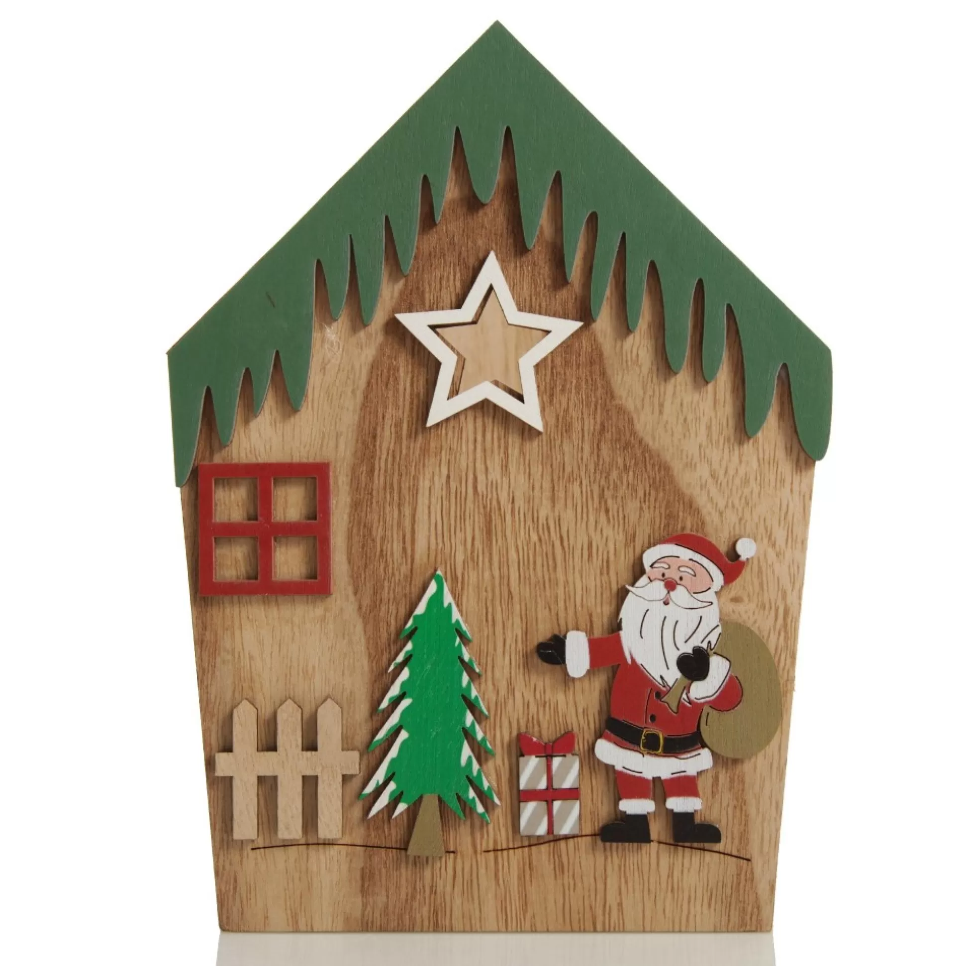 Medium Plywood Winter Christmas Decorated House Open Box Christmas Craft Supplies |