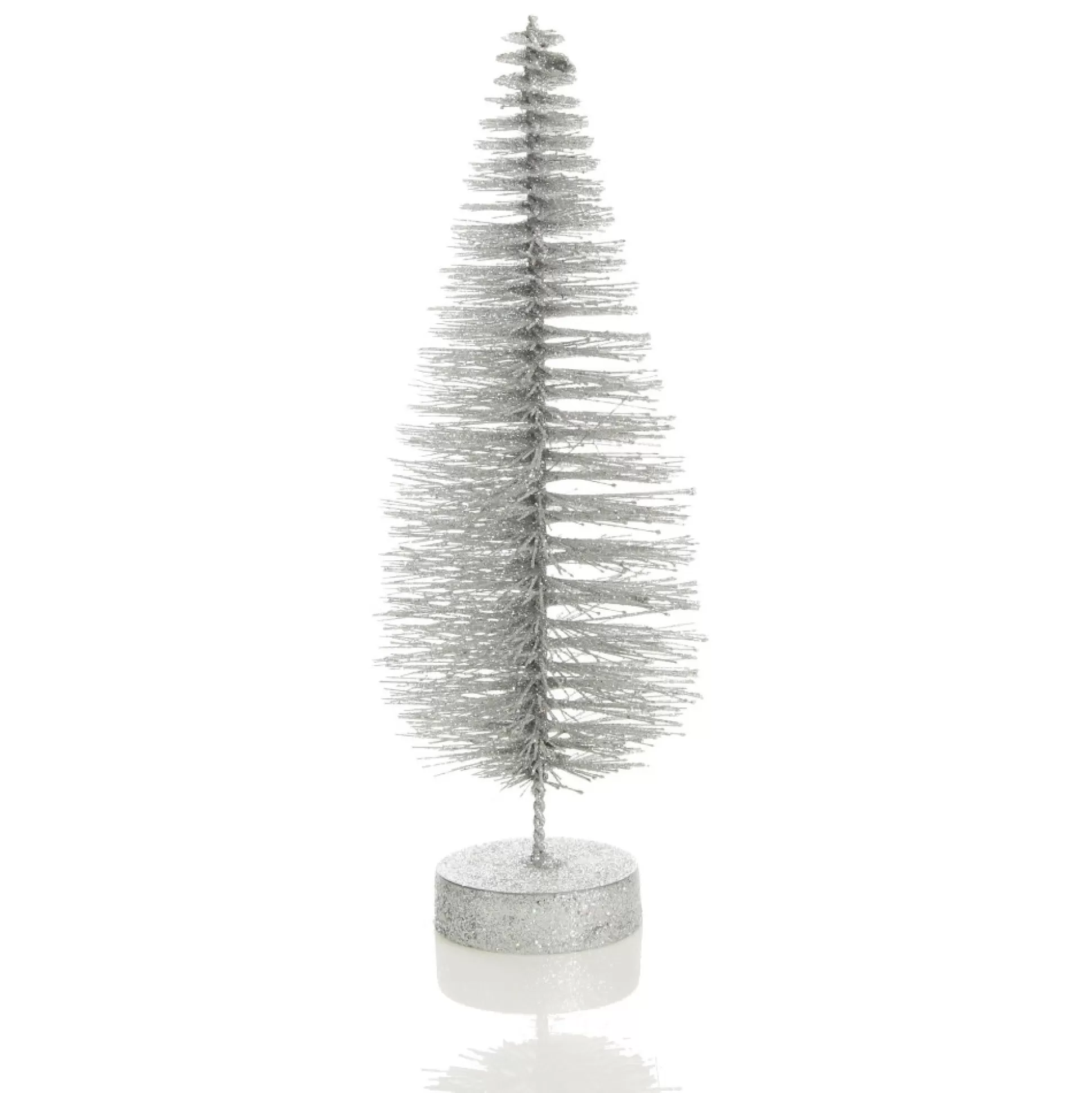 Medium Silver Glitter Bottle Brush Christmas Tree Table Top Christmas Trees |