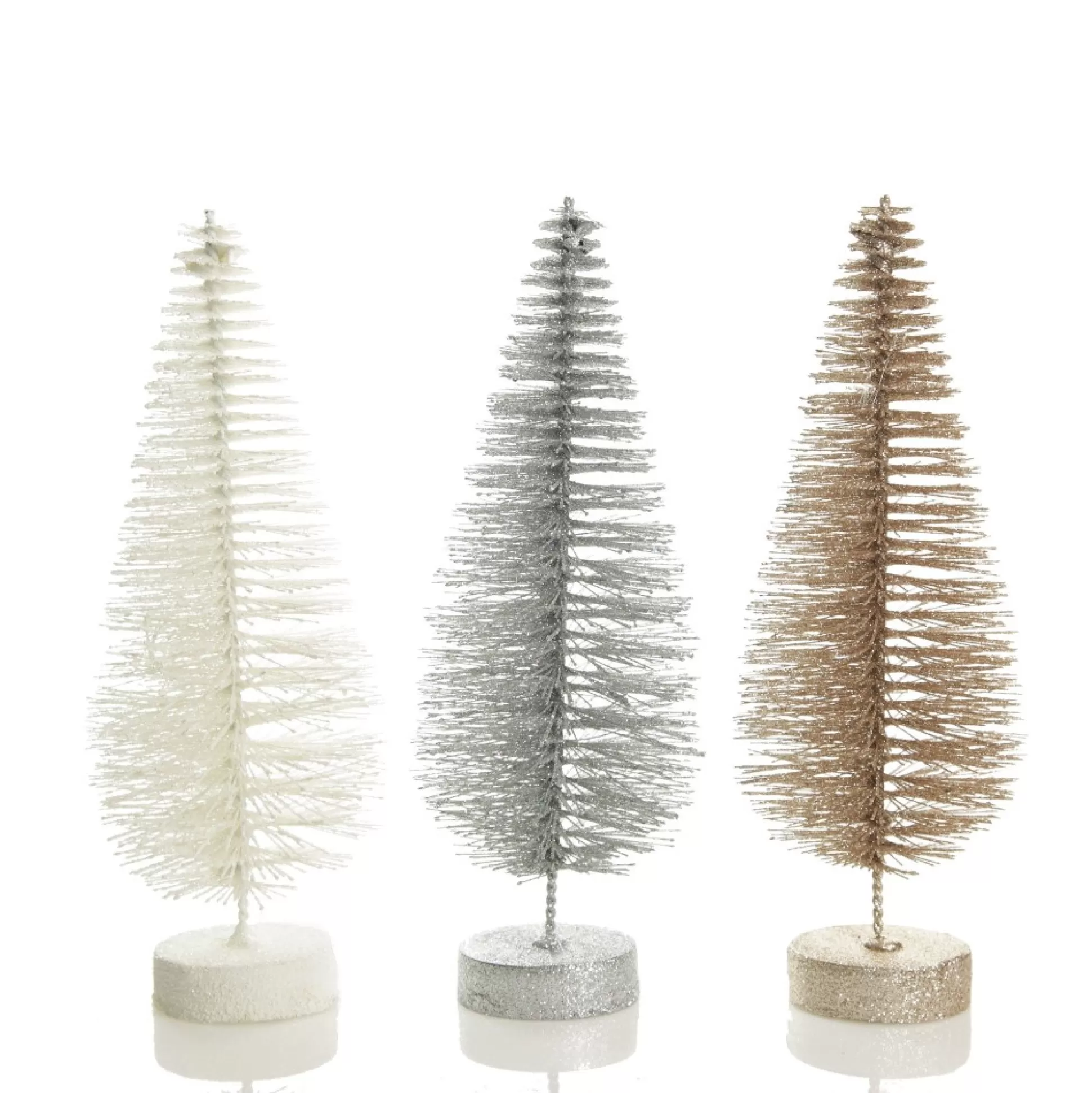 Medium Silver Glitter Bottle Brush Christmas Tree Table Top Christmas Trees |