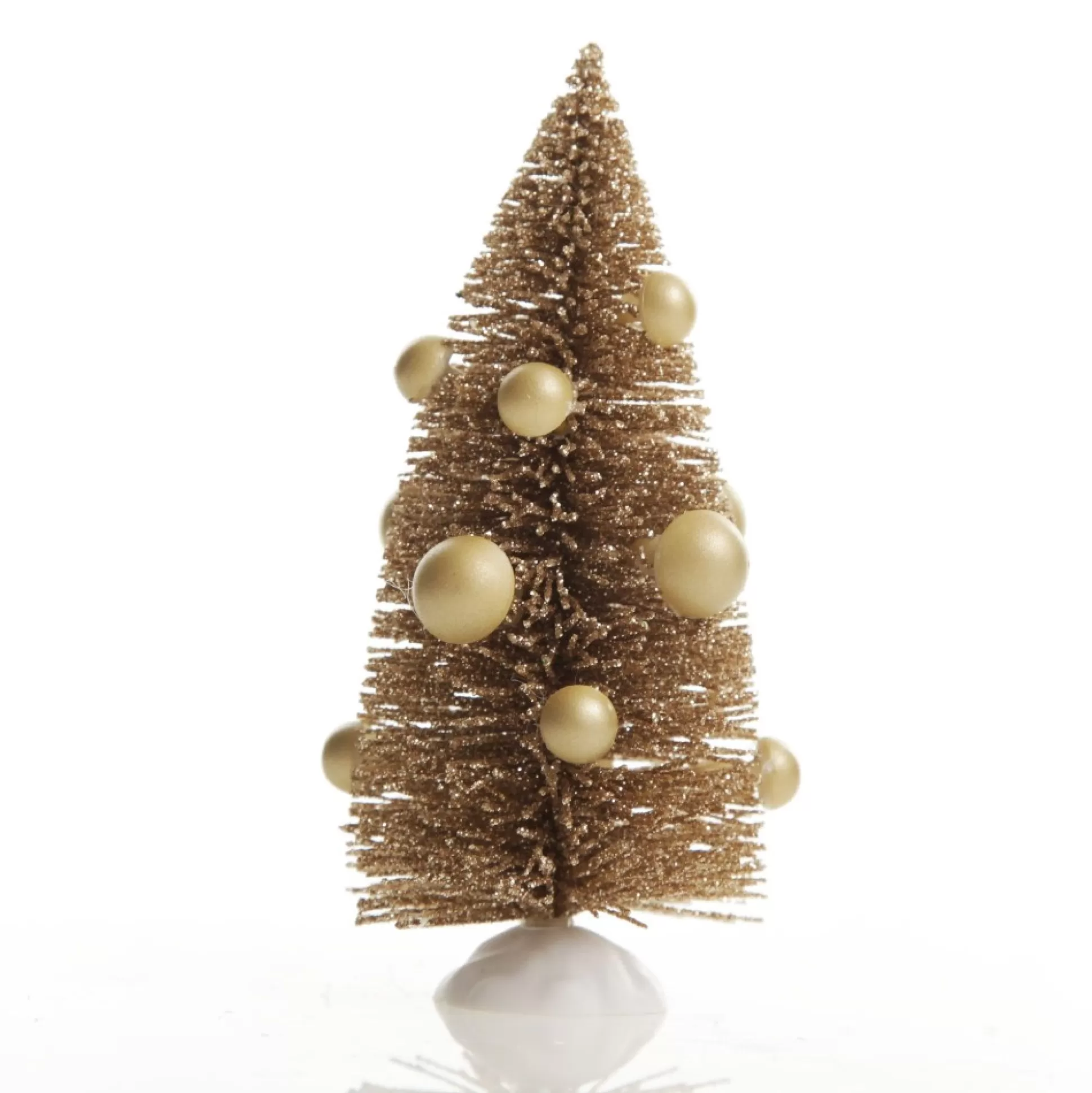 Mini Antique Gold Bottle Brush Tree with Pearls - Set of 2 Table Top Christmas Trees |