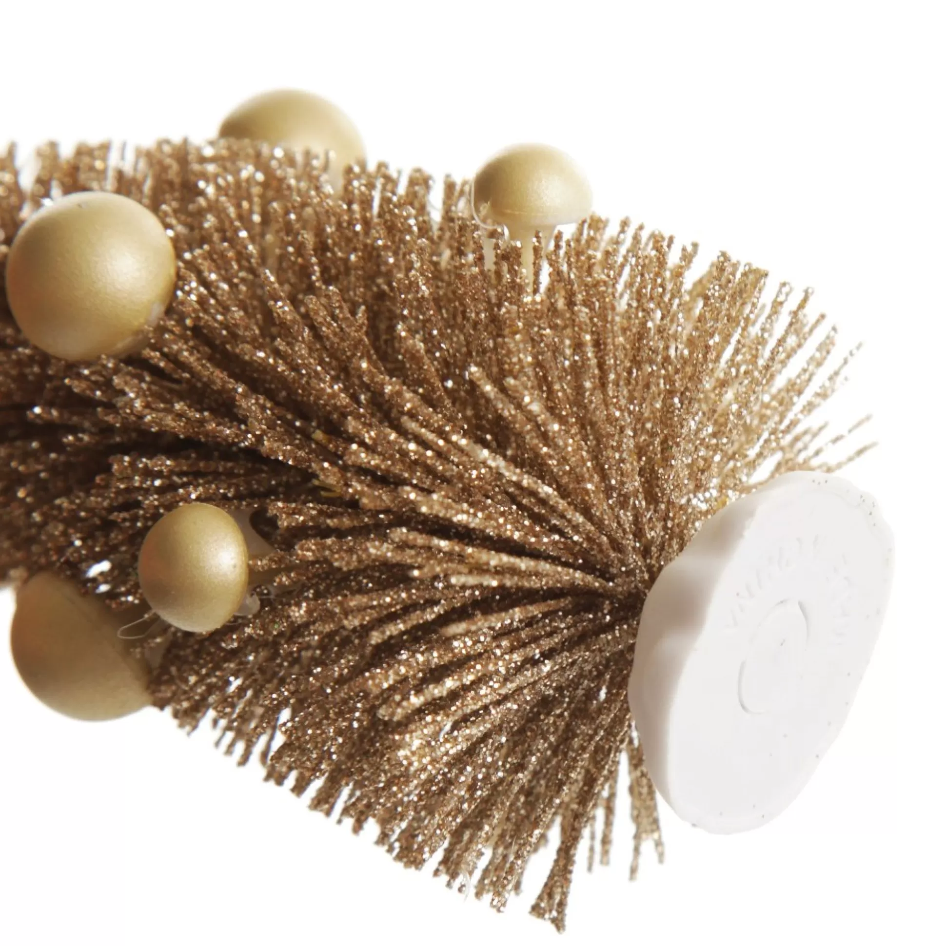 Mini Antique Gold Bottle Brush Tree with Pearls - Set of 2 Table Top Christmas Trees |