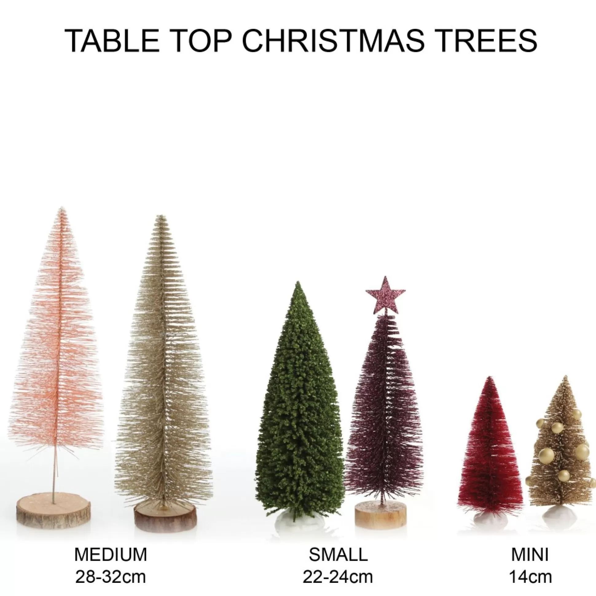 Mini Antique Gold Bottle Brush Tree with Pearls - Set of 2 Table Top Christmas Trees |