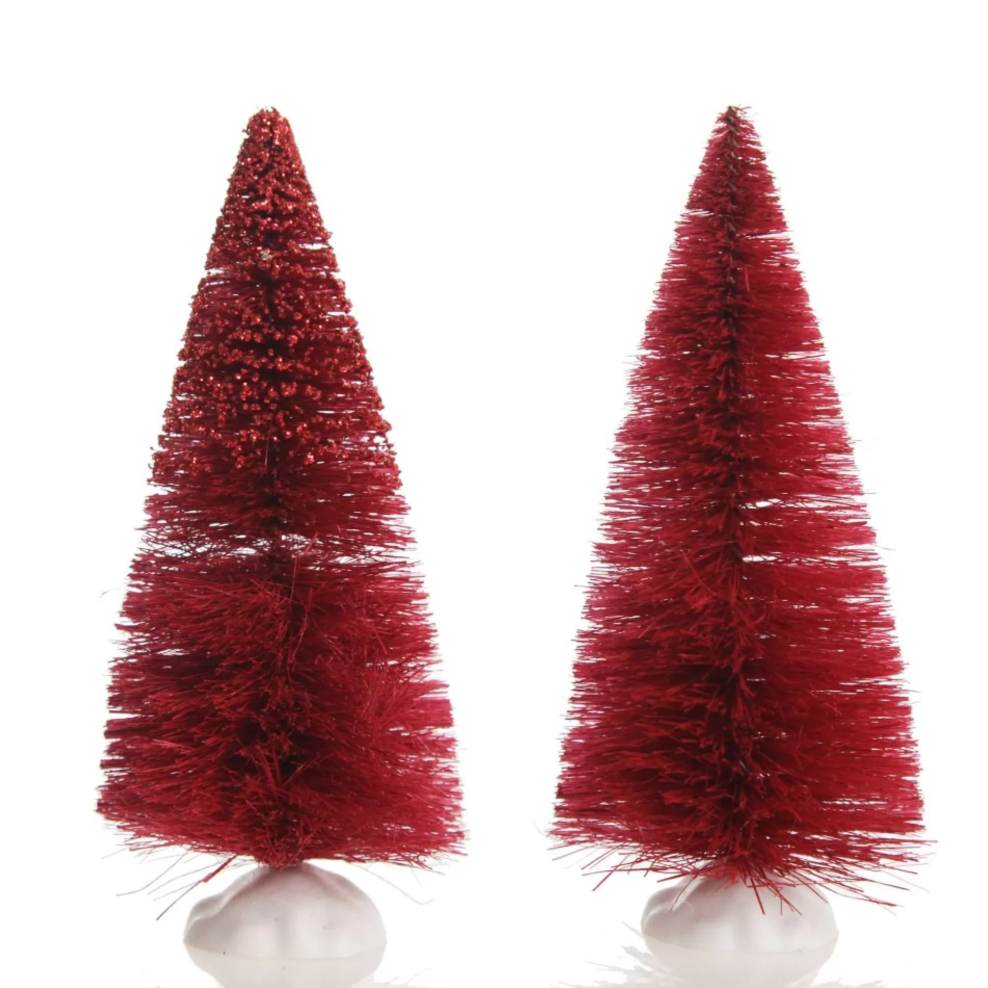 Mini Burgundy Bottle Brush Tree - Set of 2 Table Top Christmas Trees |