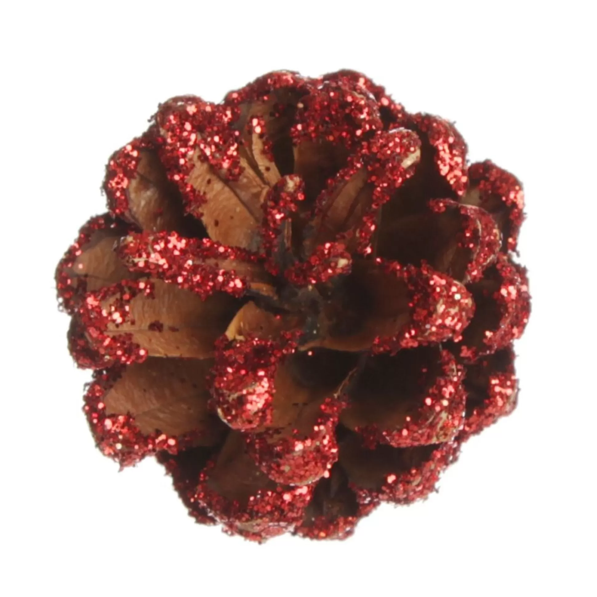 Mini Red Glitter Tipped Natural Pincones - Pack of 9 Pinecones And Acorns |