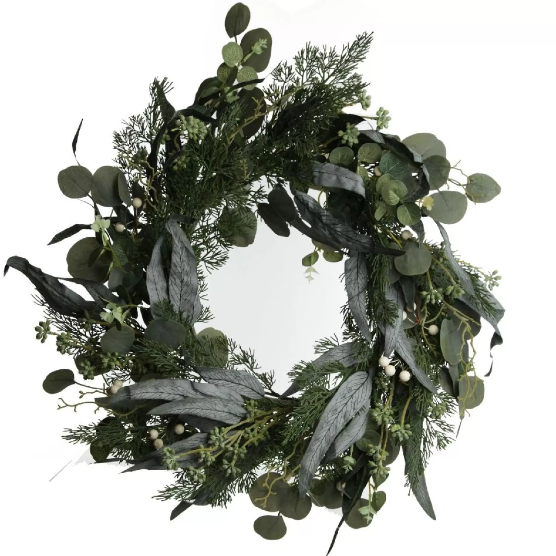 Native Eucalyptus Leaf Christmas Wreath with White Berries Christmas Wreaths |