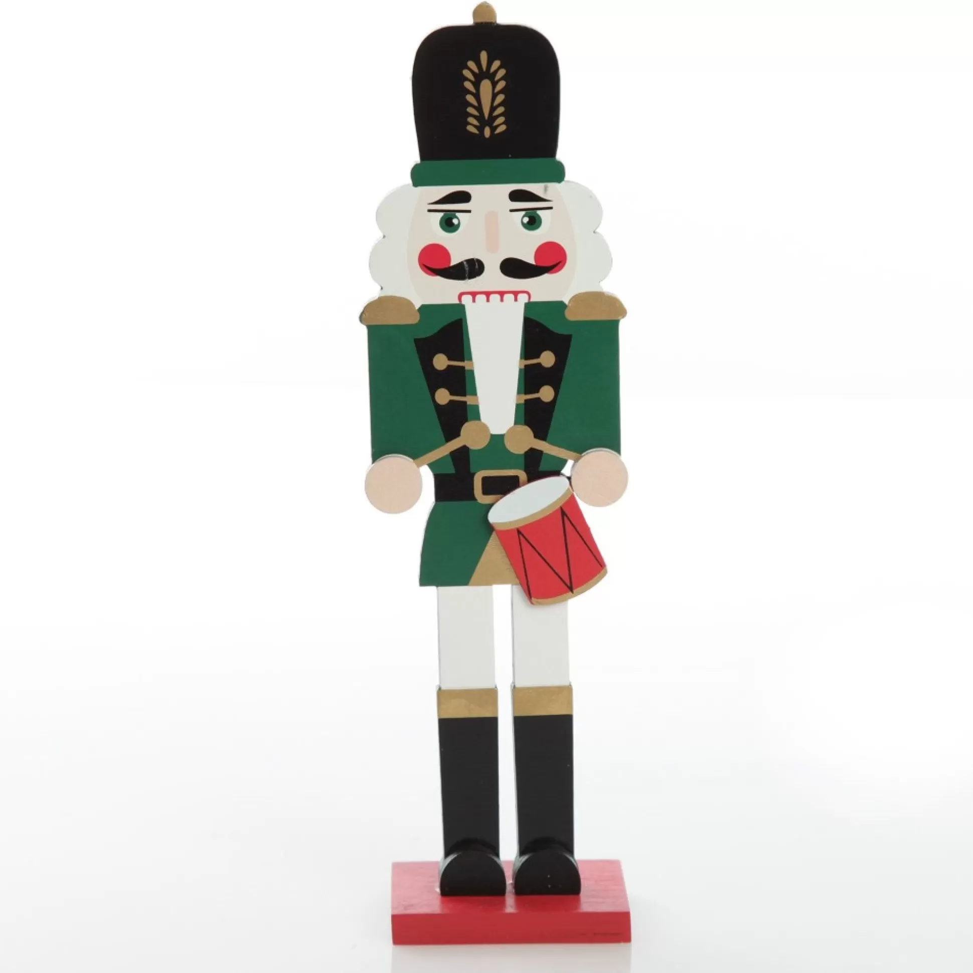 Painted Green Drummer Plywood Nutcracker Christmas Ornament on Base Christmas Nutcrackers |