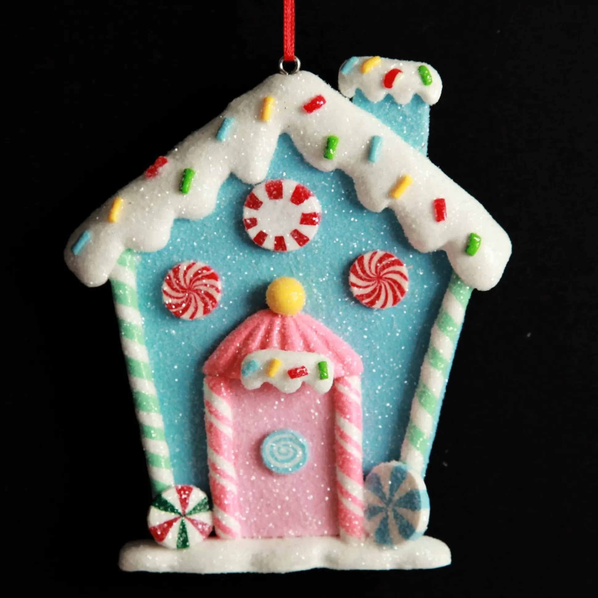 Pastel Blue Candy Gingerbread House Tree Decoration Christmas Tree Decorations |