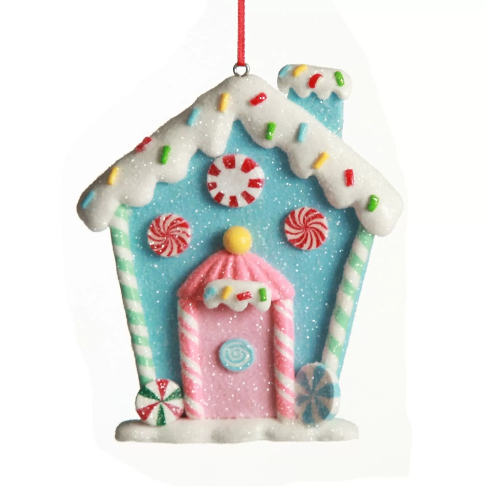 Pastel Blue Candy Gingerbread House Tree Decoration Christmas Tree Decorations |