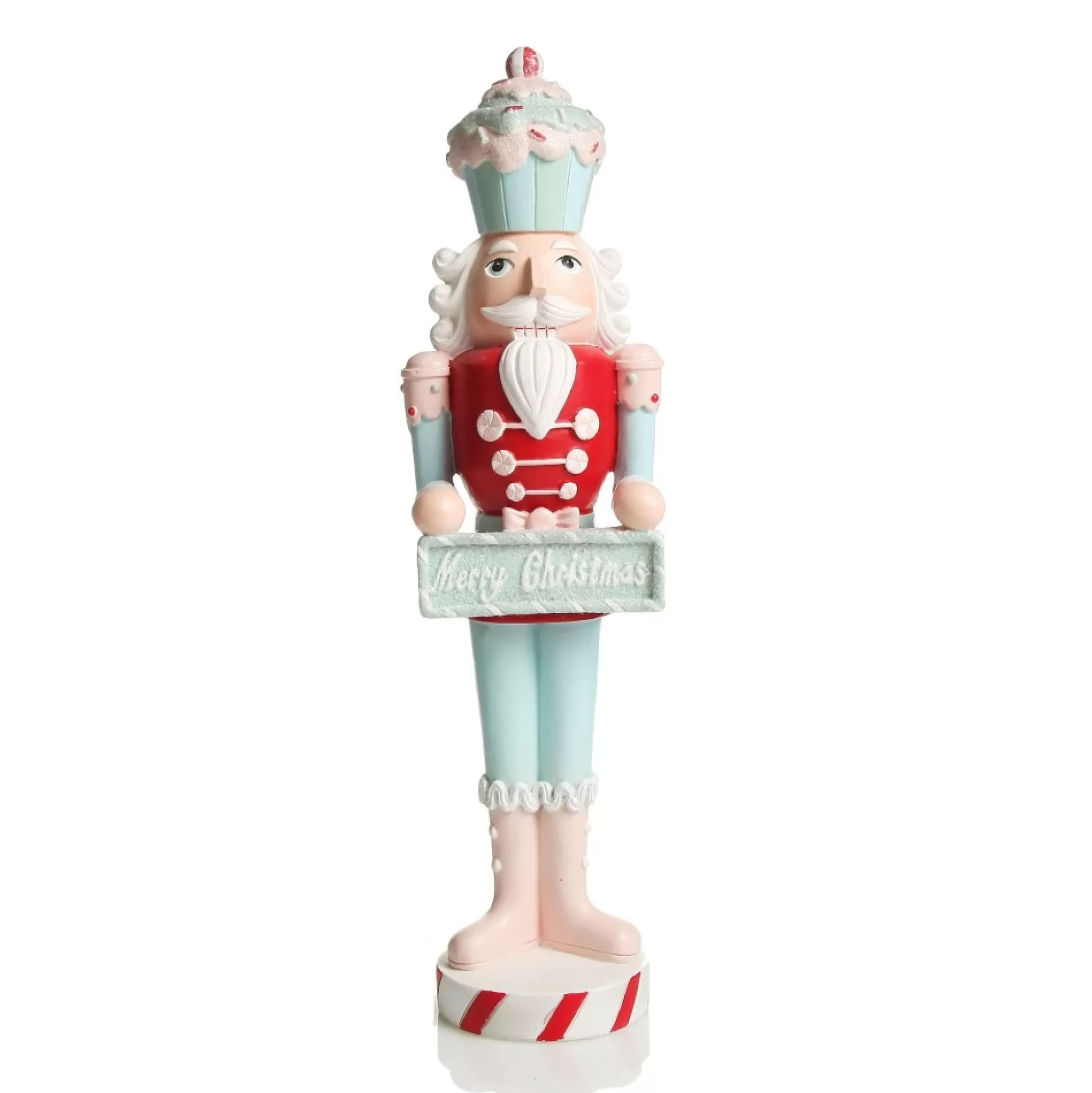 Pastel Nutcracker Ornament holding Merry Christmas Sign Christmas Nutcrackers |