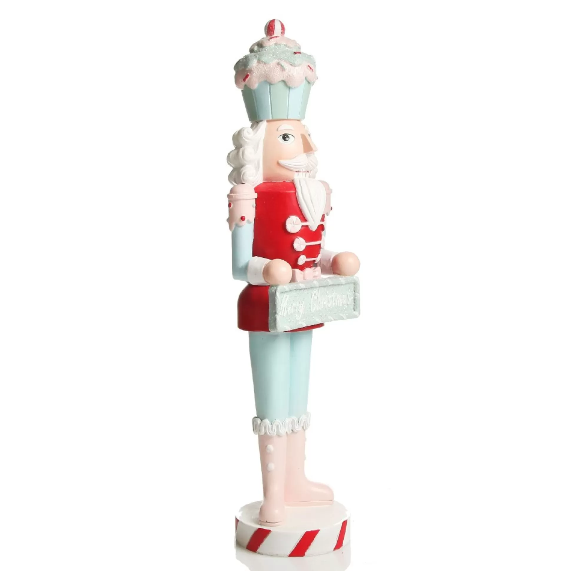 Pastel Nutcracker Ornament holding Merry Christmas Sign Christmas Nutcrackers |