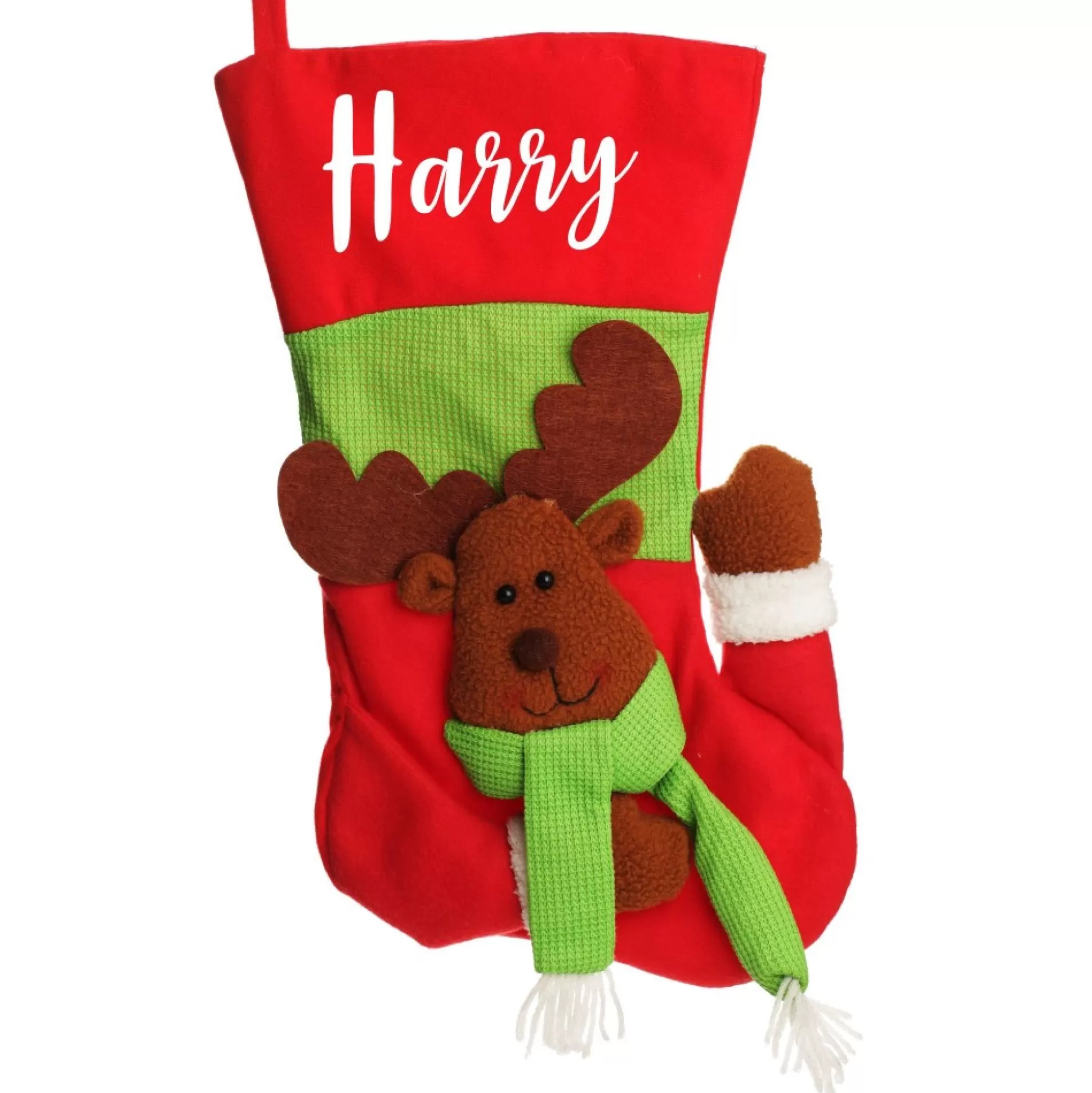 Personalised 3D Reindeer Christmas Stocking Personalised Stockings |