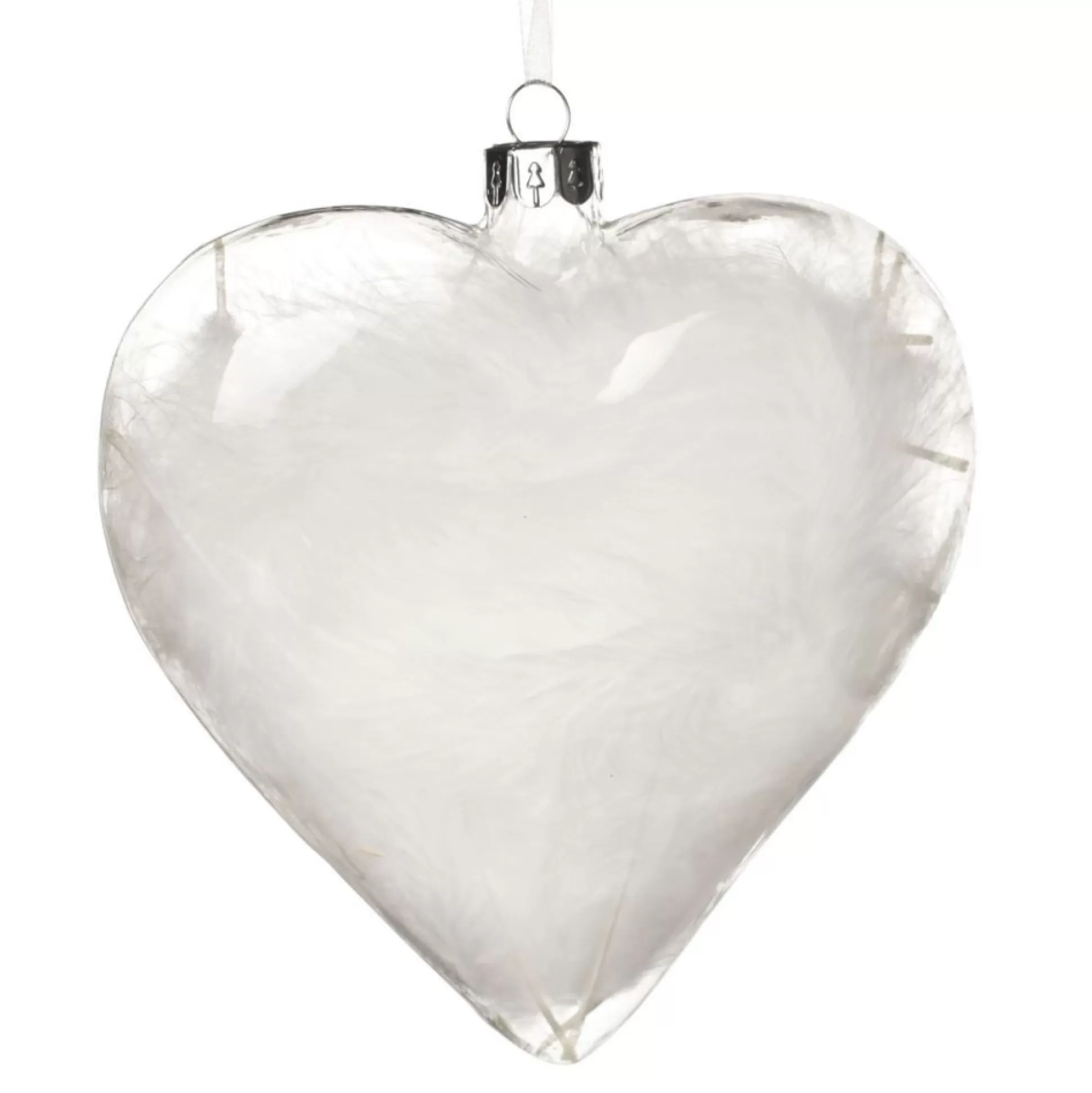 Personalised Angel Wings Feather Glass Heart Memorial Baubles |