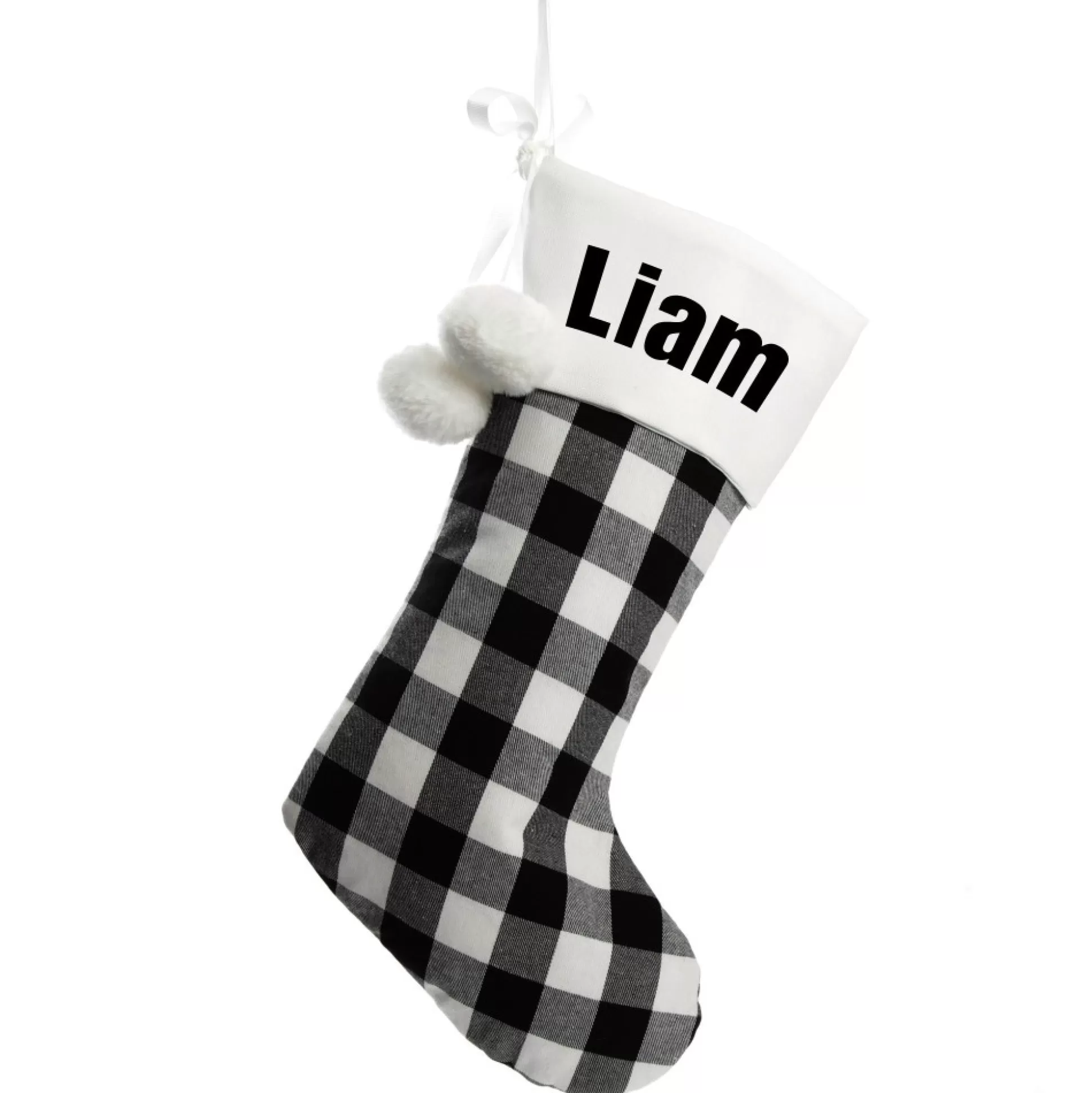 Personalised Black and White Buffalo Check Christmas Stocking Personalised Stockings |