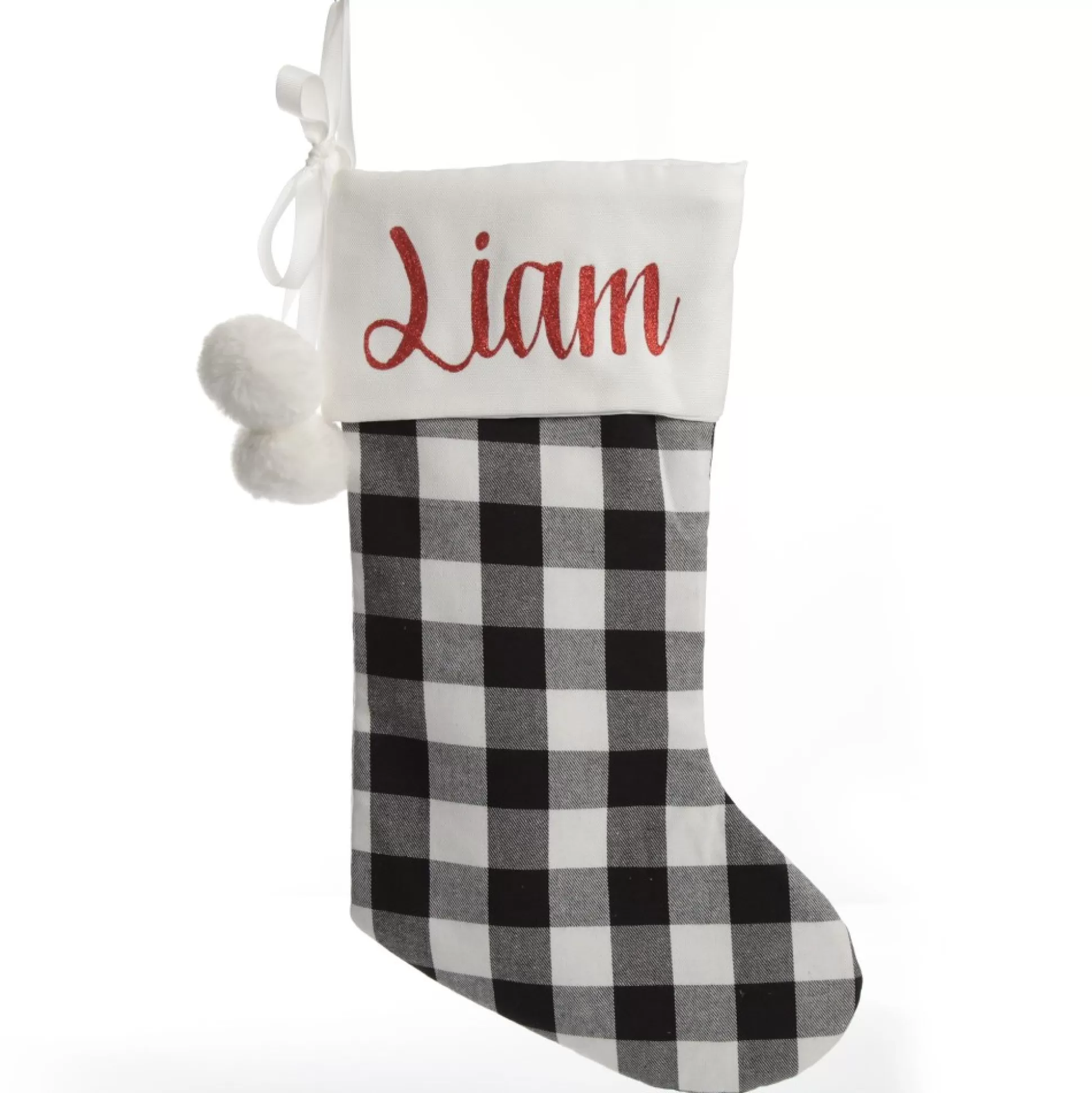 Personalised Black and White Buffalo Check Christmas Stocking Personalised Stockings |