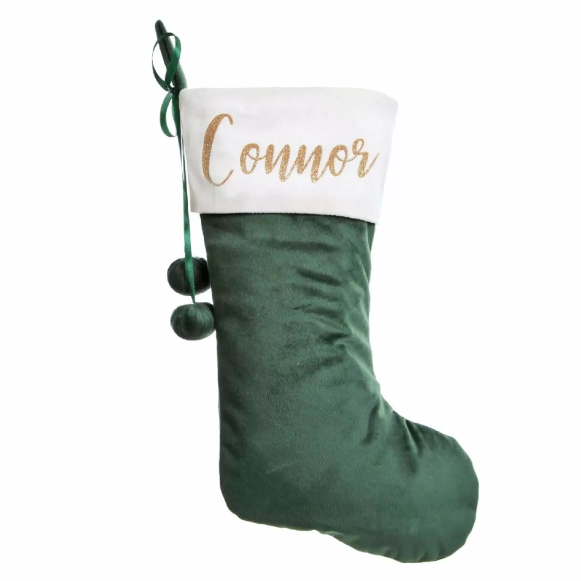 Personalised Bottle Green Velvet Christmas Stocking Personalised Stockings |