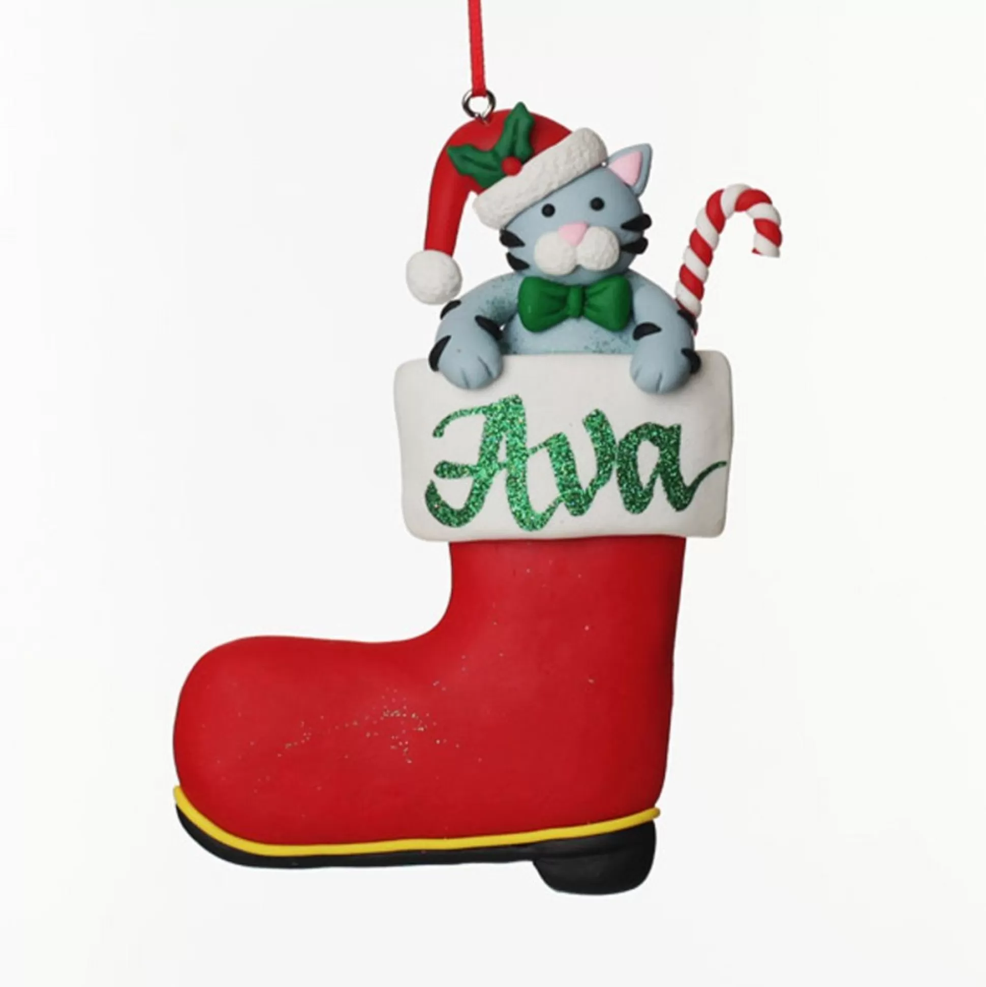 Personalised Cat in Santa Boot Christmas Decoration Personalised Decorations |