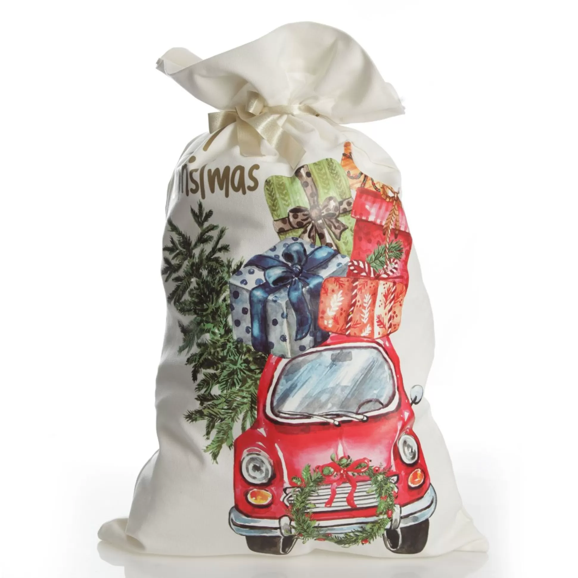 Personalised Christmas Vintage Car Santa Sack Personalised Santa Sacks |