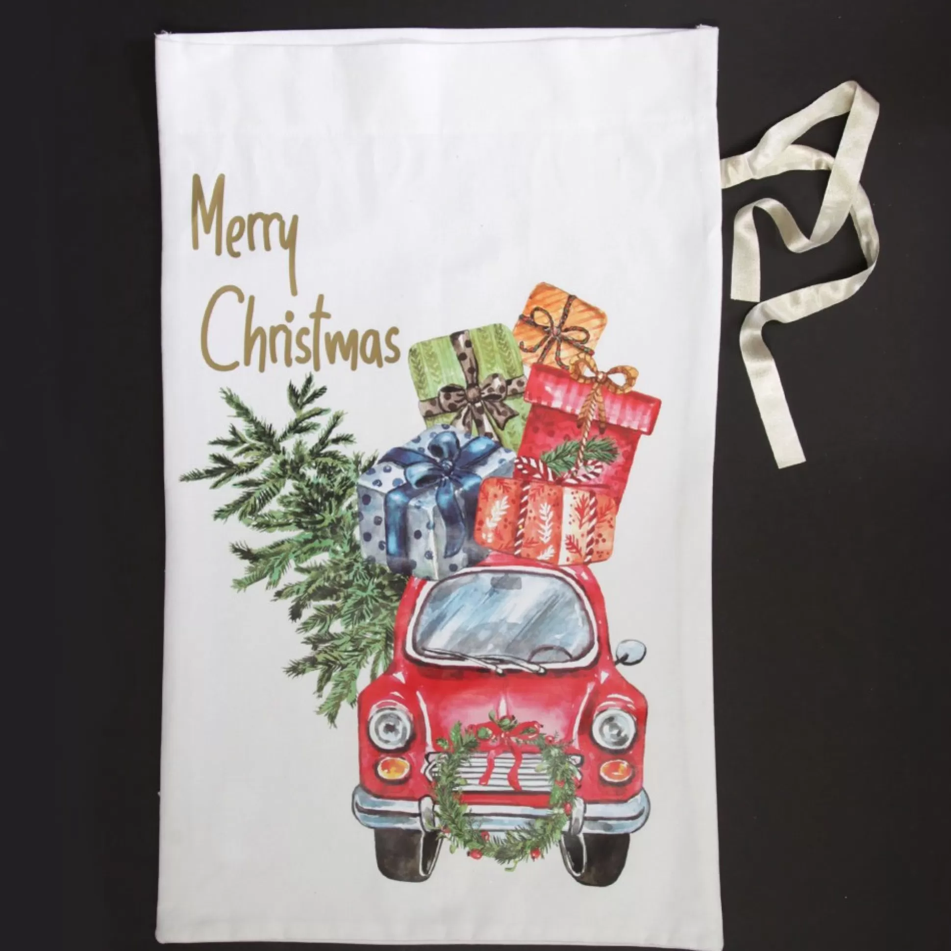 Personalised Christmas Vintage Car Santa Sack Personalised Santa Sacks |