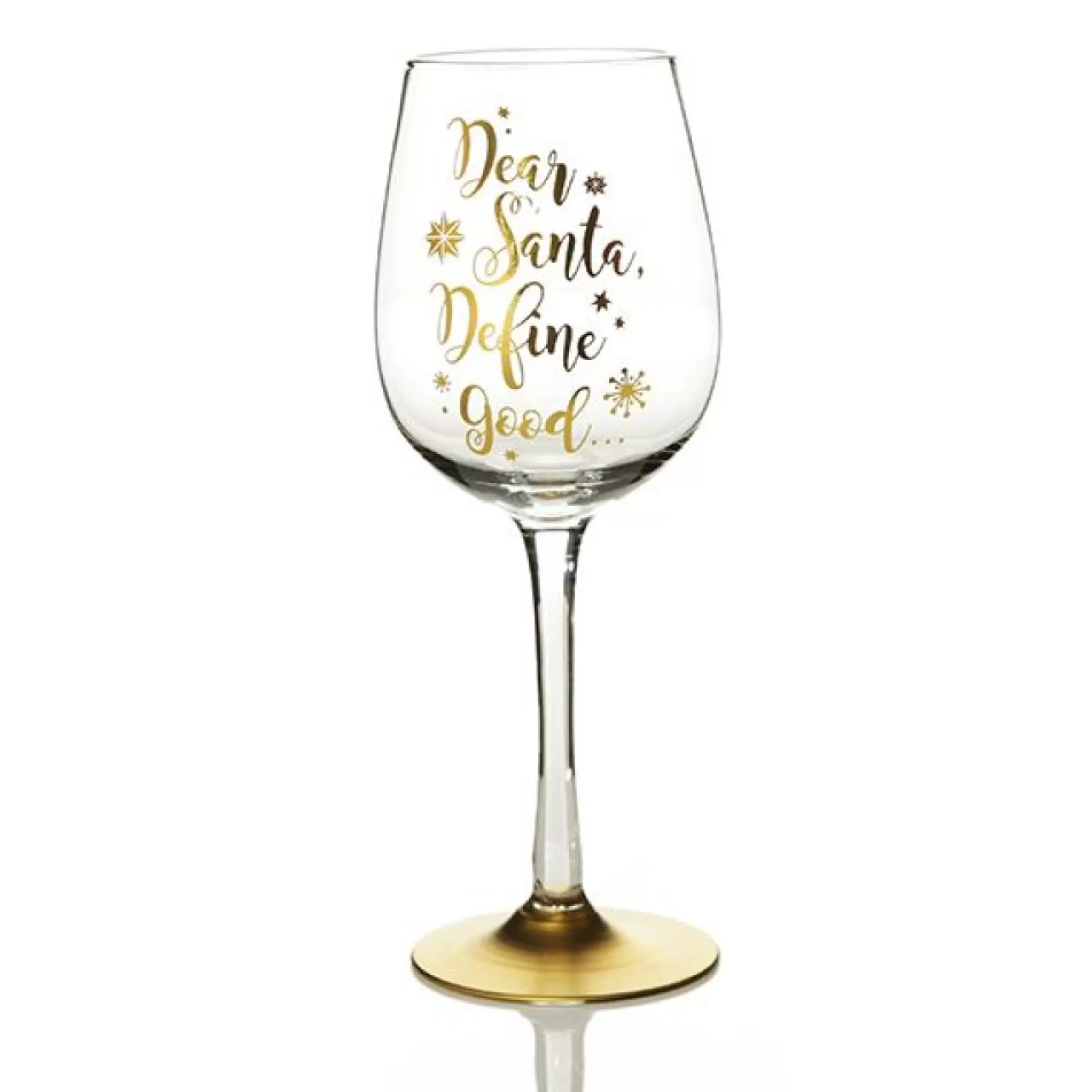 Personalised 'Dear Santa, Define Good' Wine Glass Christmas Wine Glasses And Mugs |