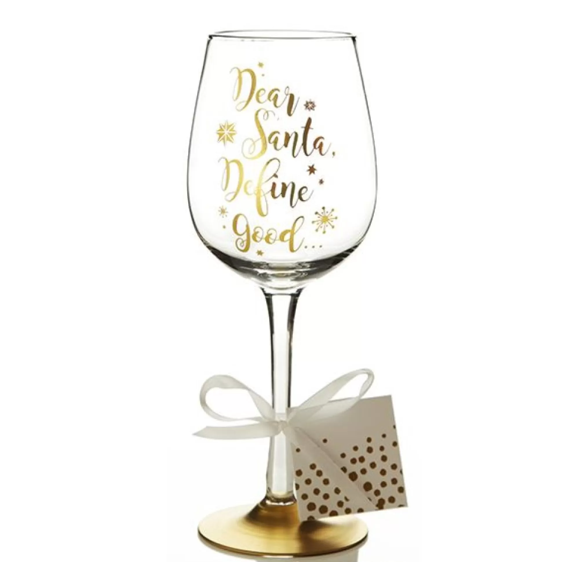 Personalised 'Dear Santa, Define Good' Wine Glass Christmas Wine Glasses And Mugs |