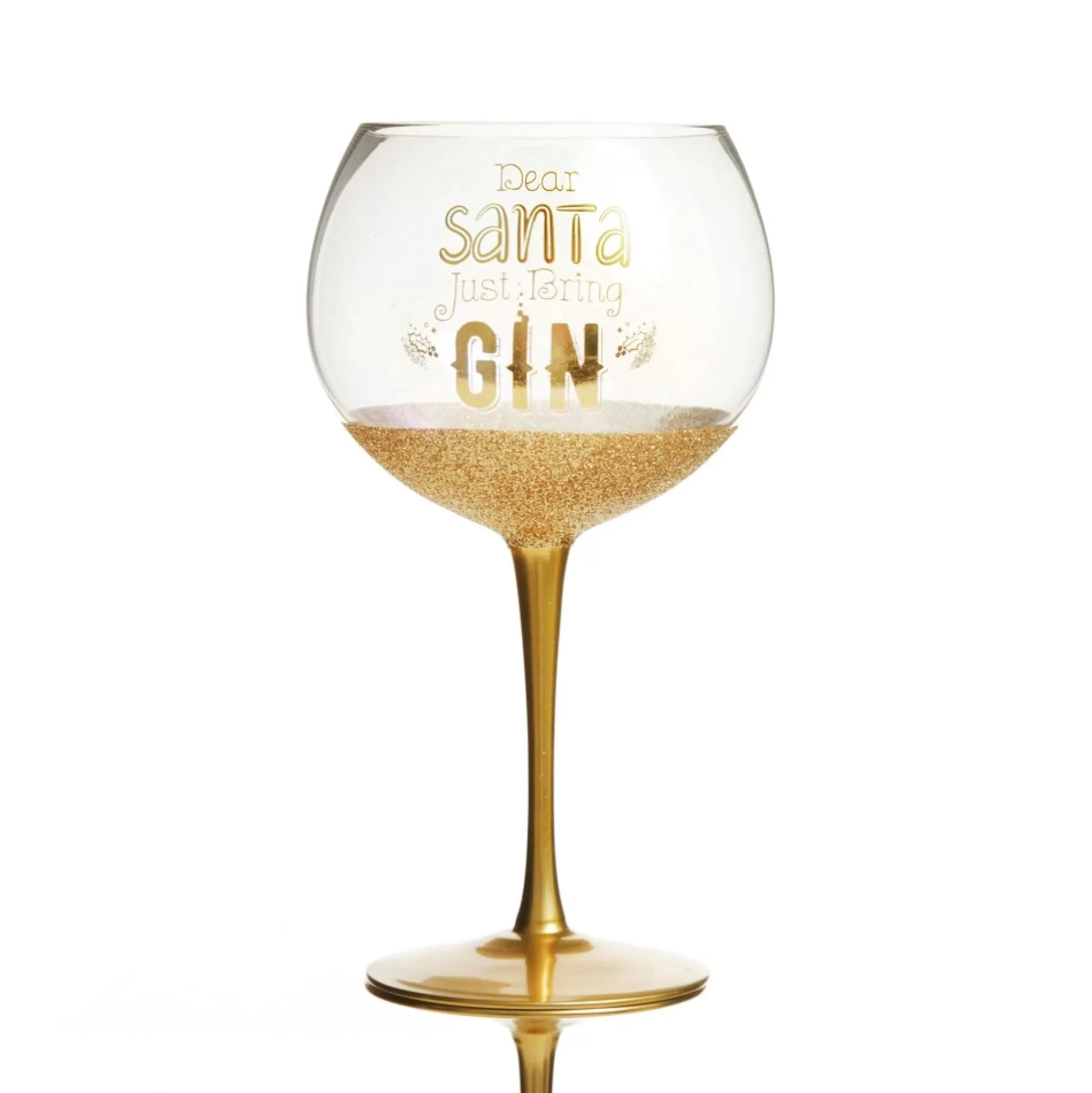 Personalised Dear Santa Just Bring Gin Large Christmas Wine Glass Christmas Wine Glasses And Mugs |