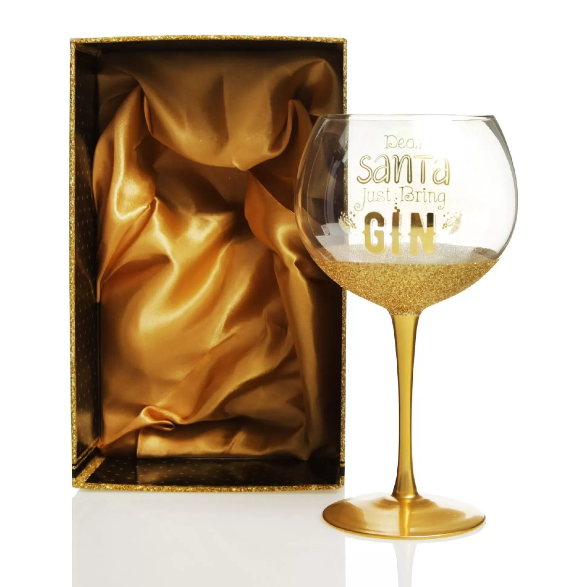 Personalised Dear Santa Just Bring Gin Large Christmas Wine Glass Christmas Wine Glasses And Mugs |