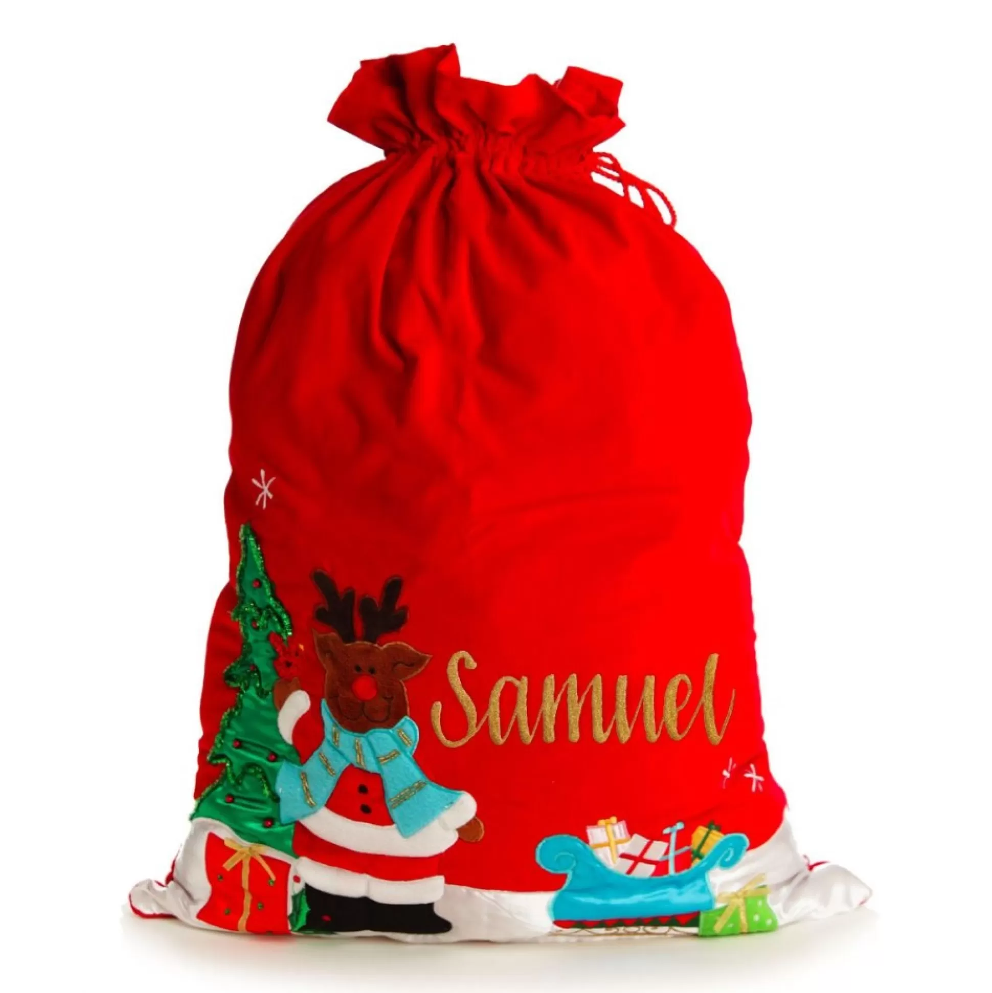 Personalised Deluxe Velvet Reindeer Sack Personalised Santa Sacks |