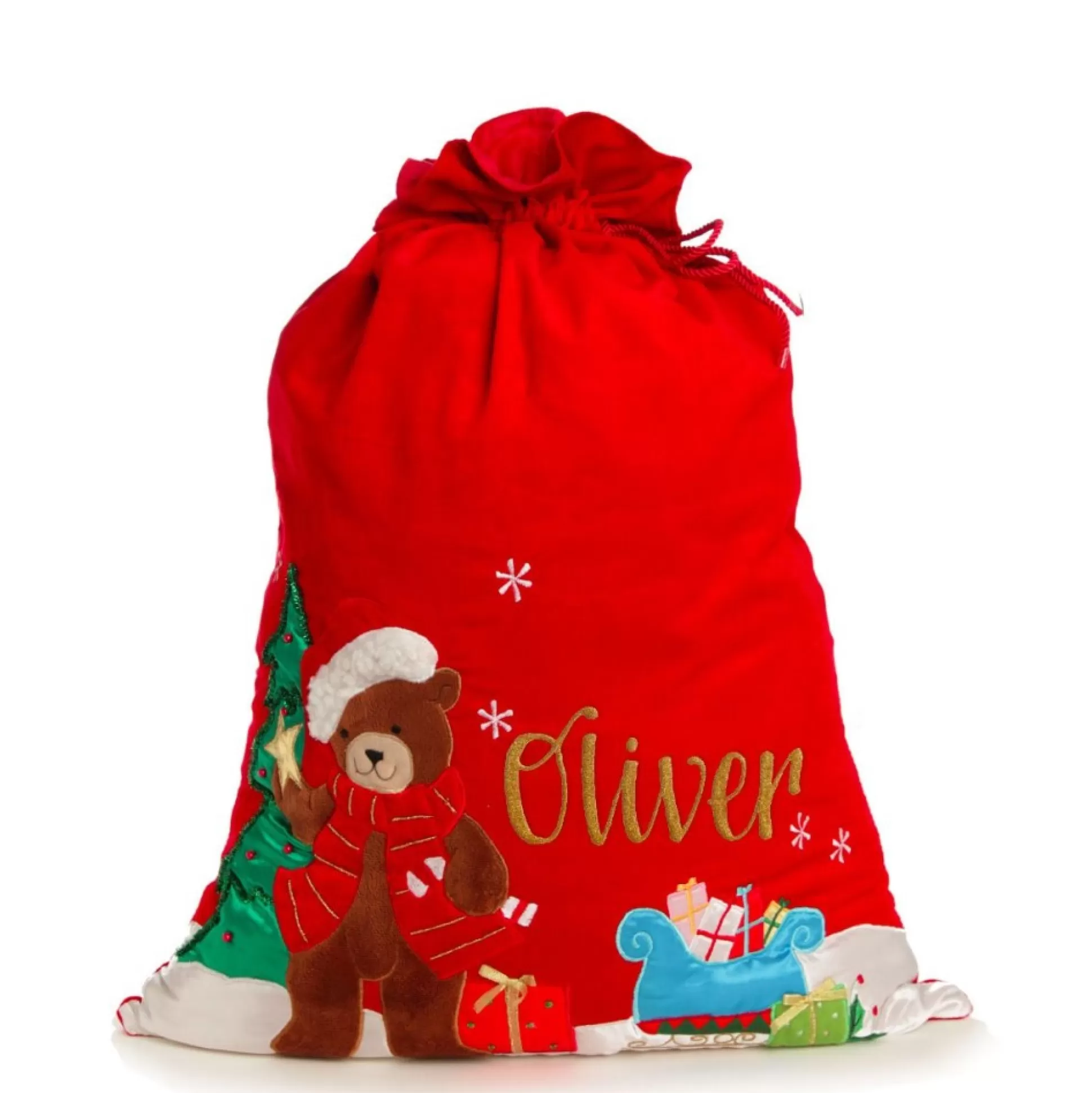 Personalised Deluxe Velvet Teddy Sack Personalised Santa Sacks |