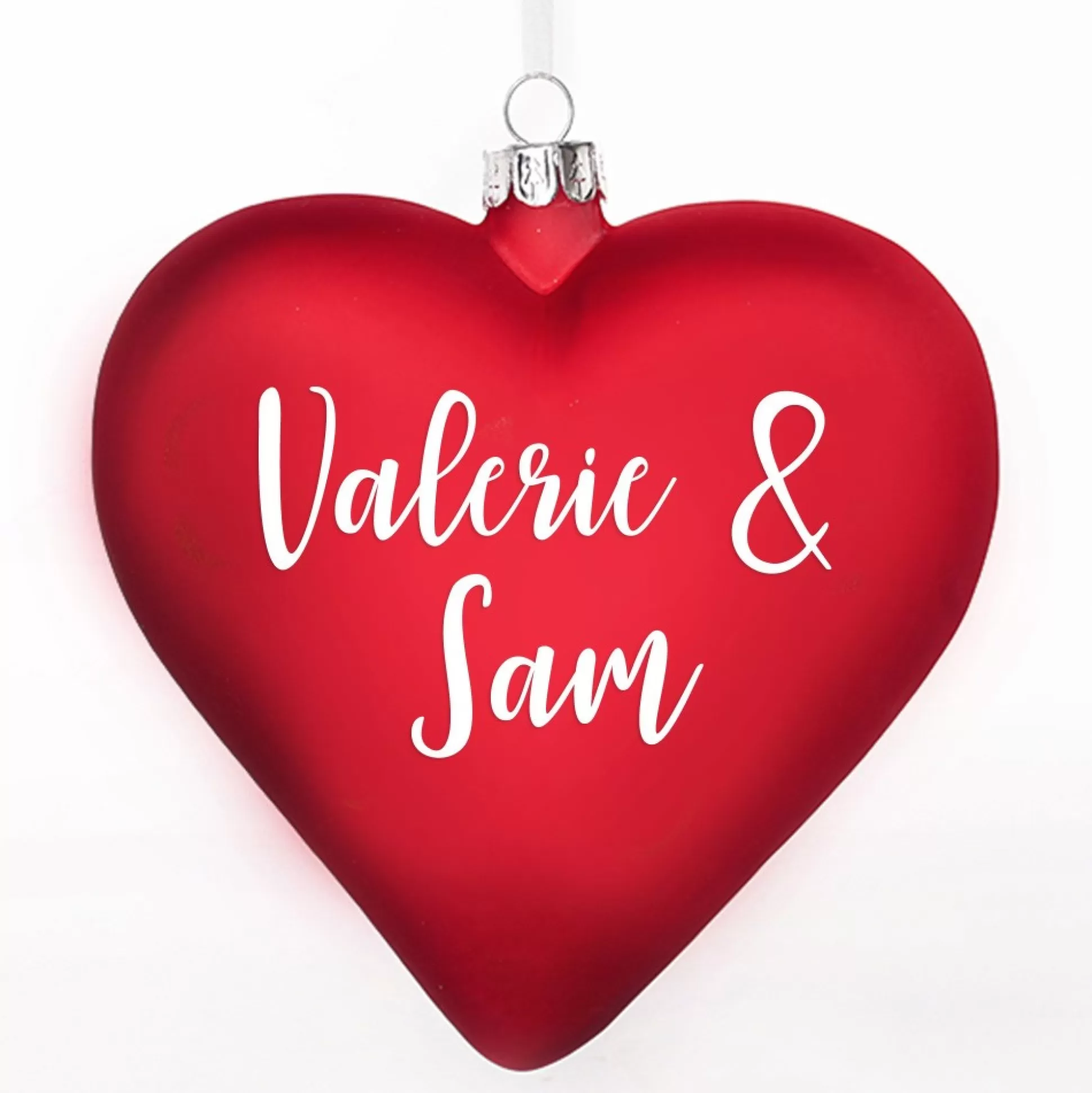 Personalised Frosted Red Glass Heart Glass Hearts And Discs |