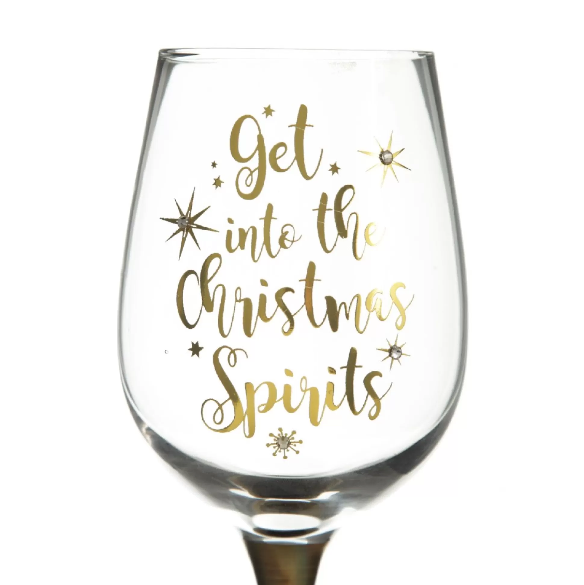 Personalised 'Get into the Christmas Spirits' Wine Glass - Gold Stem Christmas Wine Glasses And Mugs |