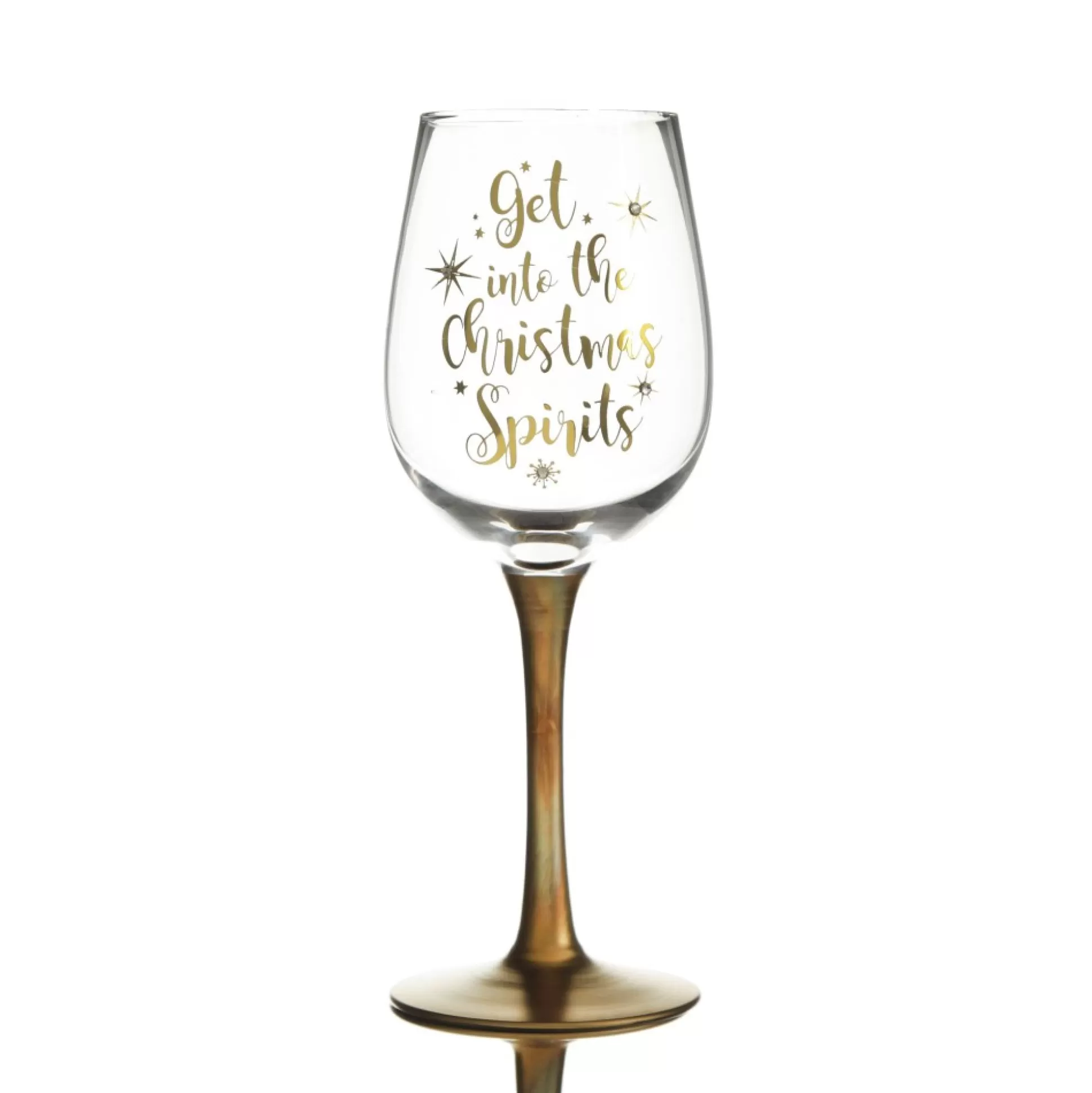 Personalised 'Get into the Christmas Spirits' Wine Glass - Gold Stem Christmas Wine Glasses And Mugs |