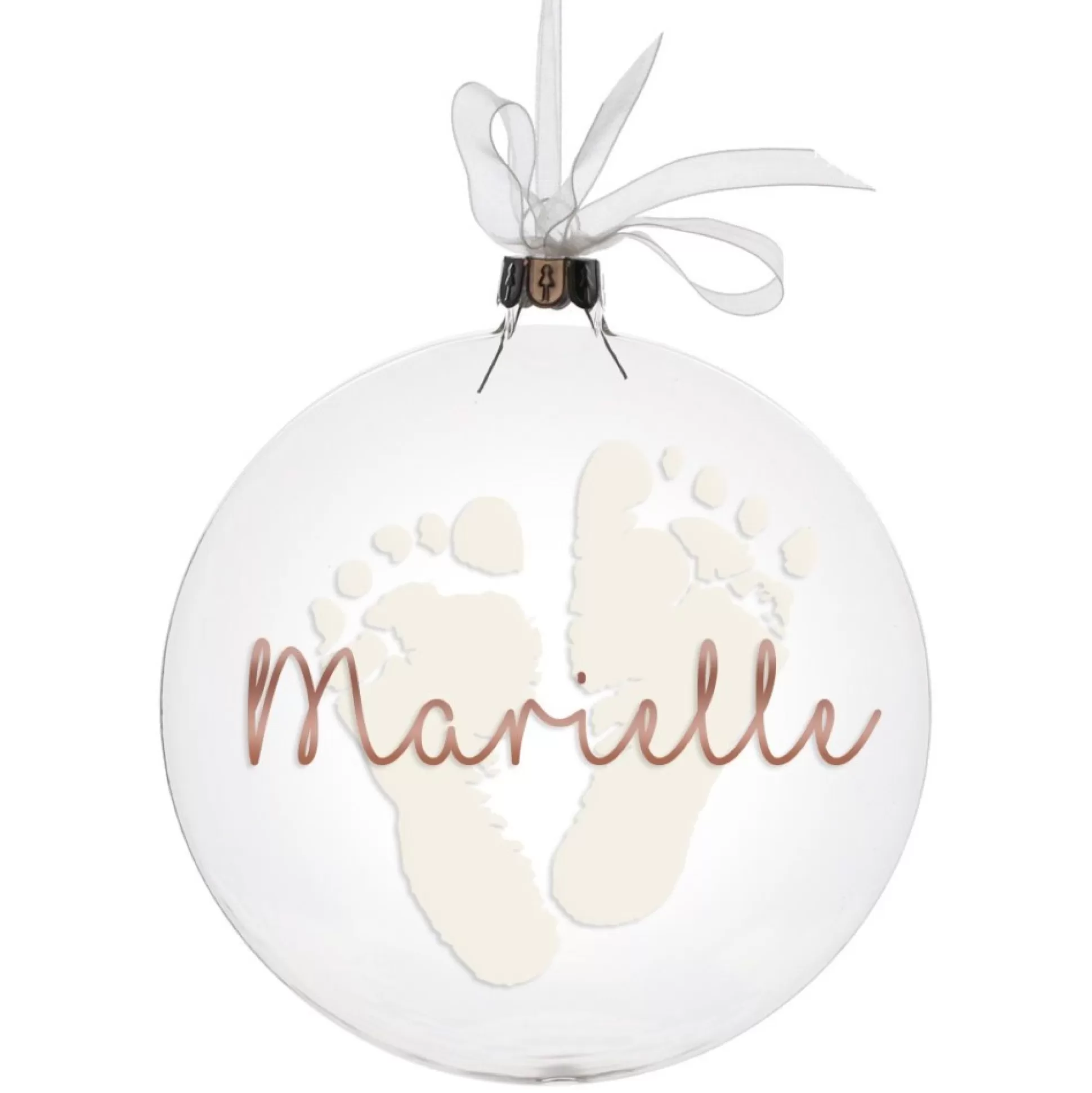 Personalised Glass Disc Bauble with Baby Footprints Glass Hearts And Discs |