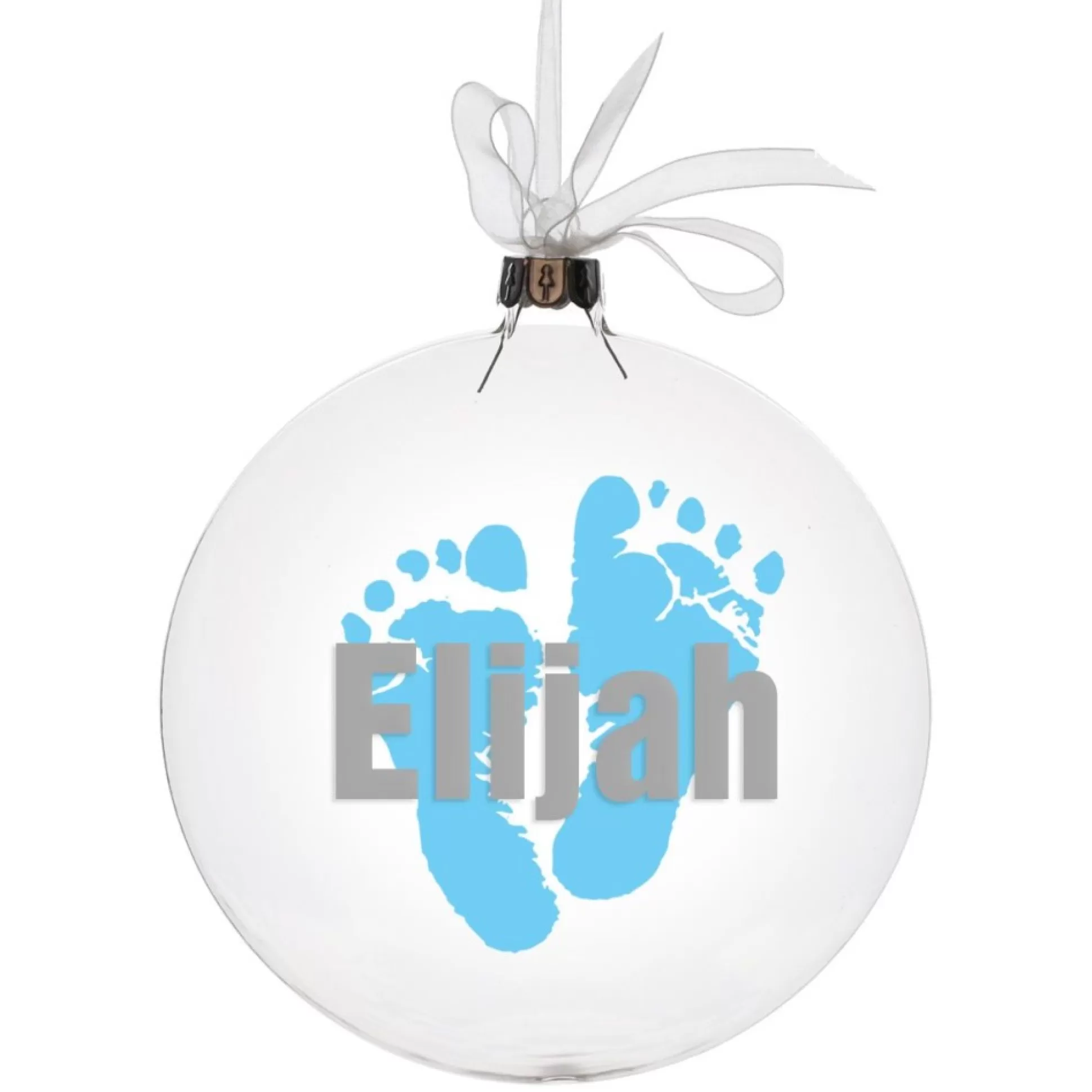 Personalised Glass Disc Bauble with Baby Footprints Glass Hearts And Discs |