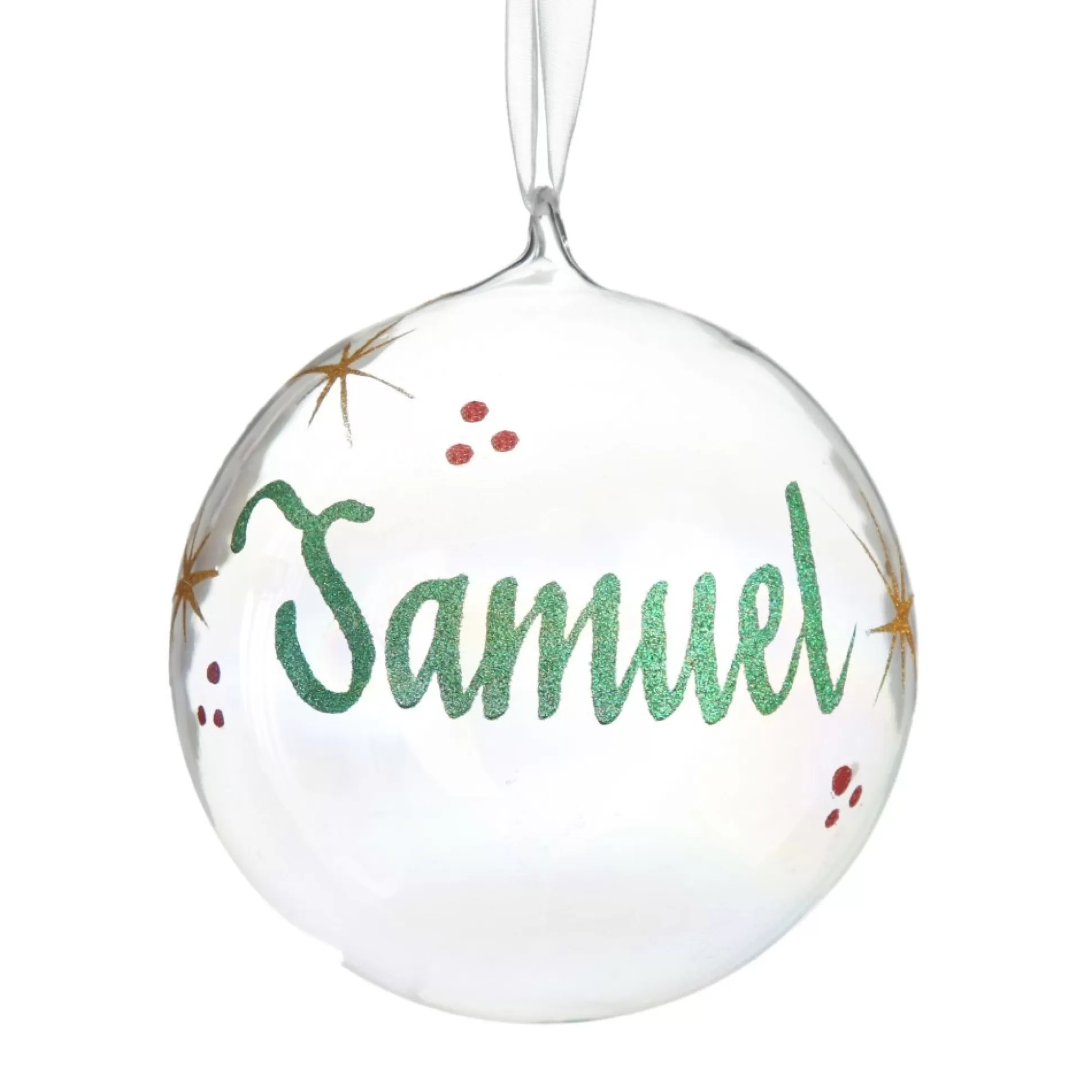 Personalised Iridescent Glass Christmas Bauble Personalised Baubles |