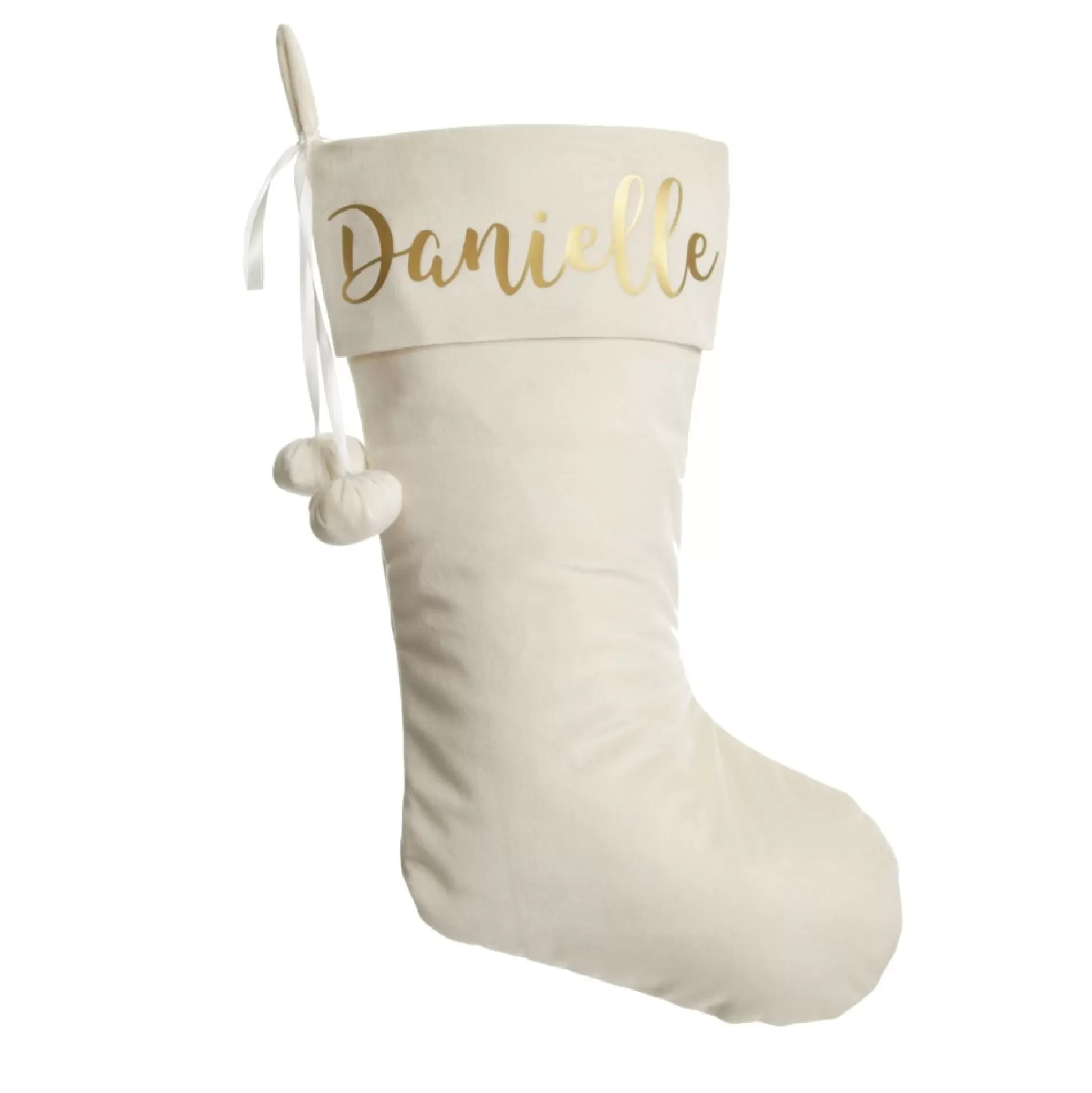 Personalised Ivory Velvet Christmas Stocking Personalised Stockings |