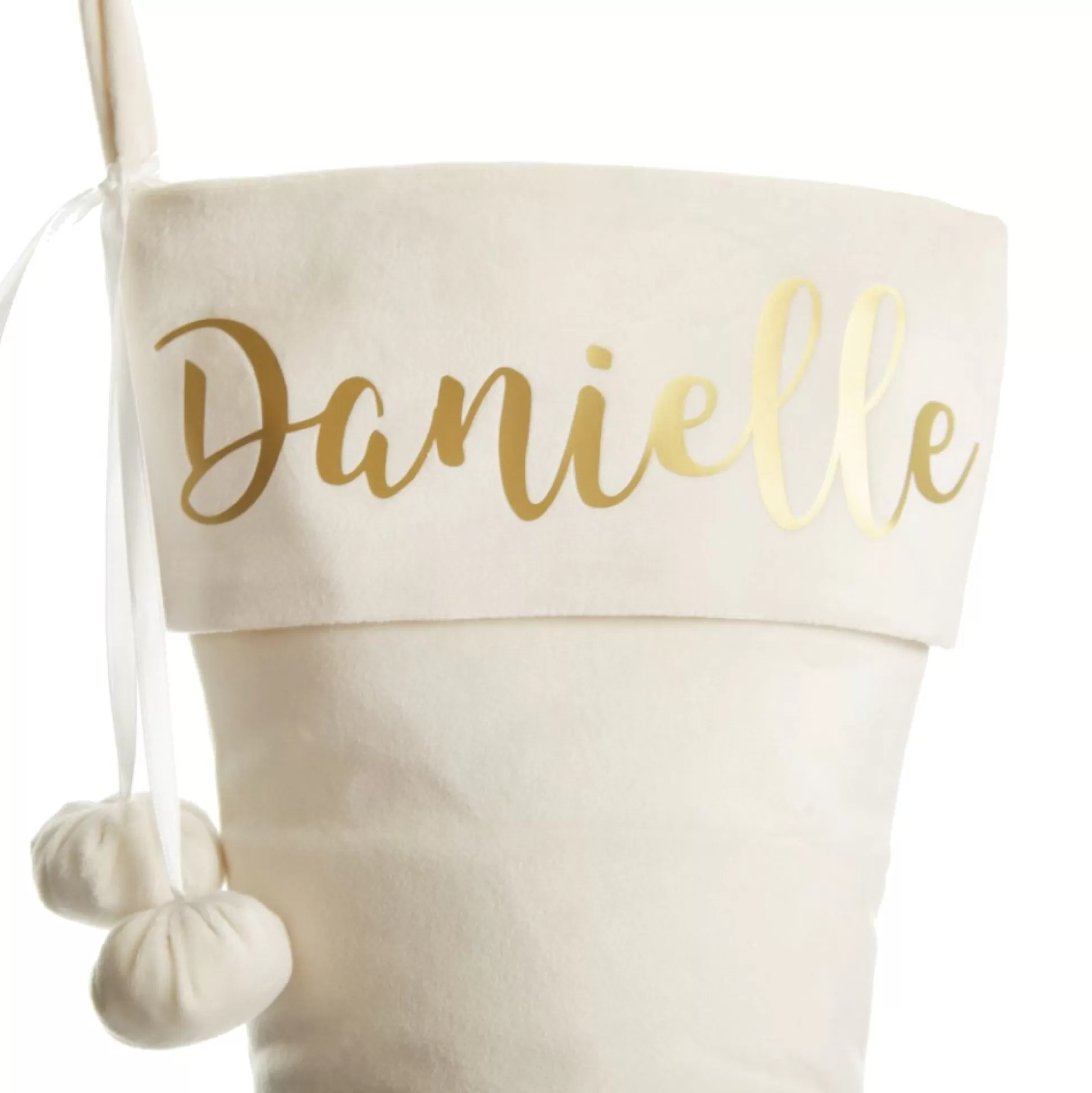 Personalised Ivory Velvet Christmas Stocking Personalised Stockings |