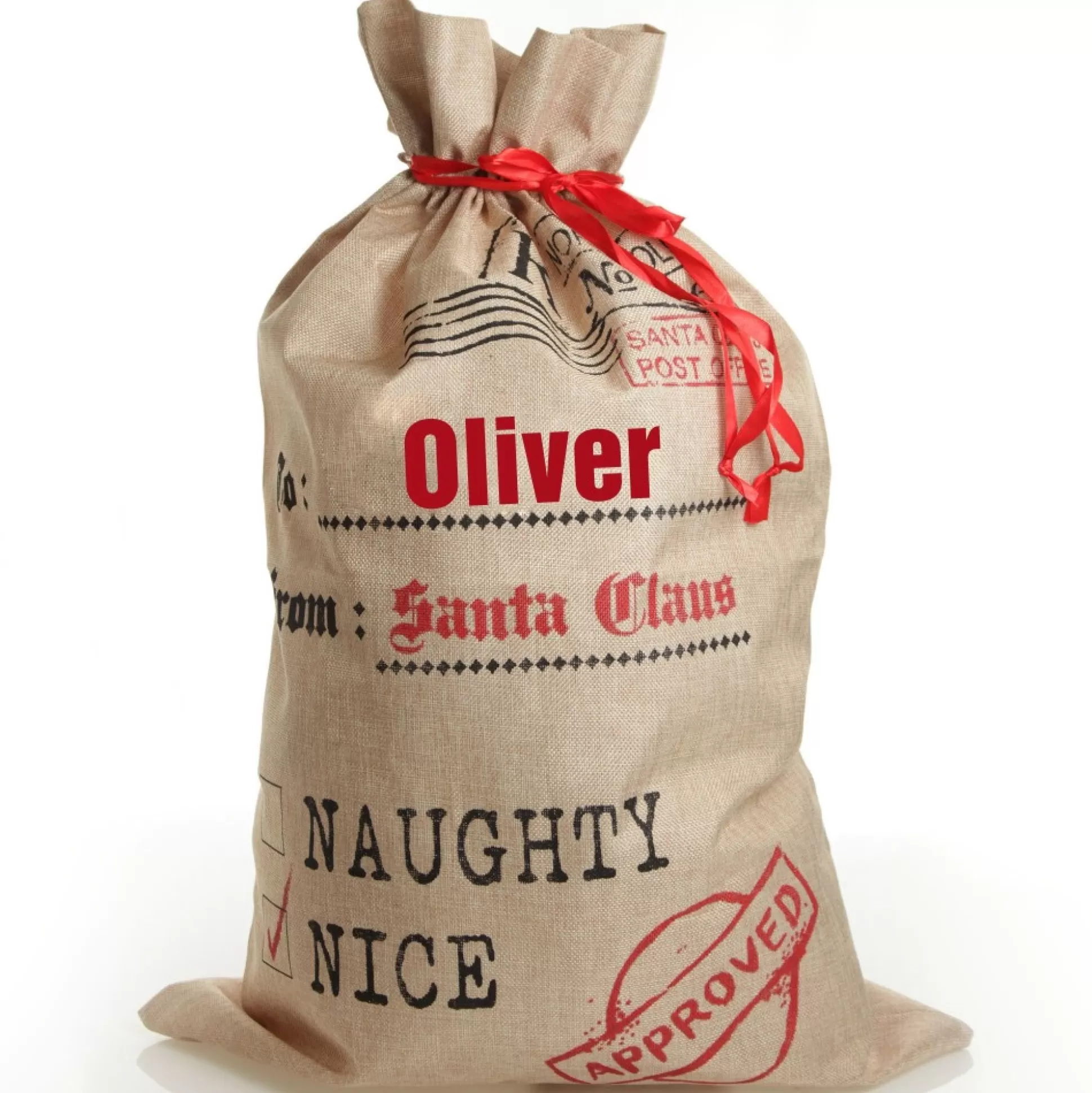 Personalised Jute Naughty or Nice Santa Sack Personalised Santa Sacks |