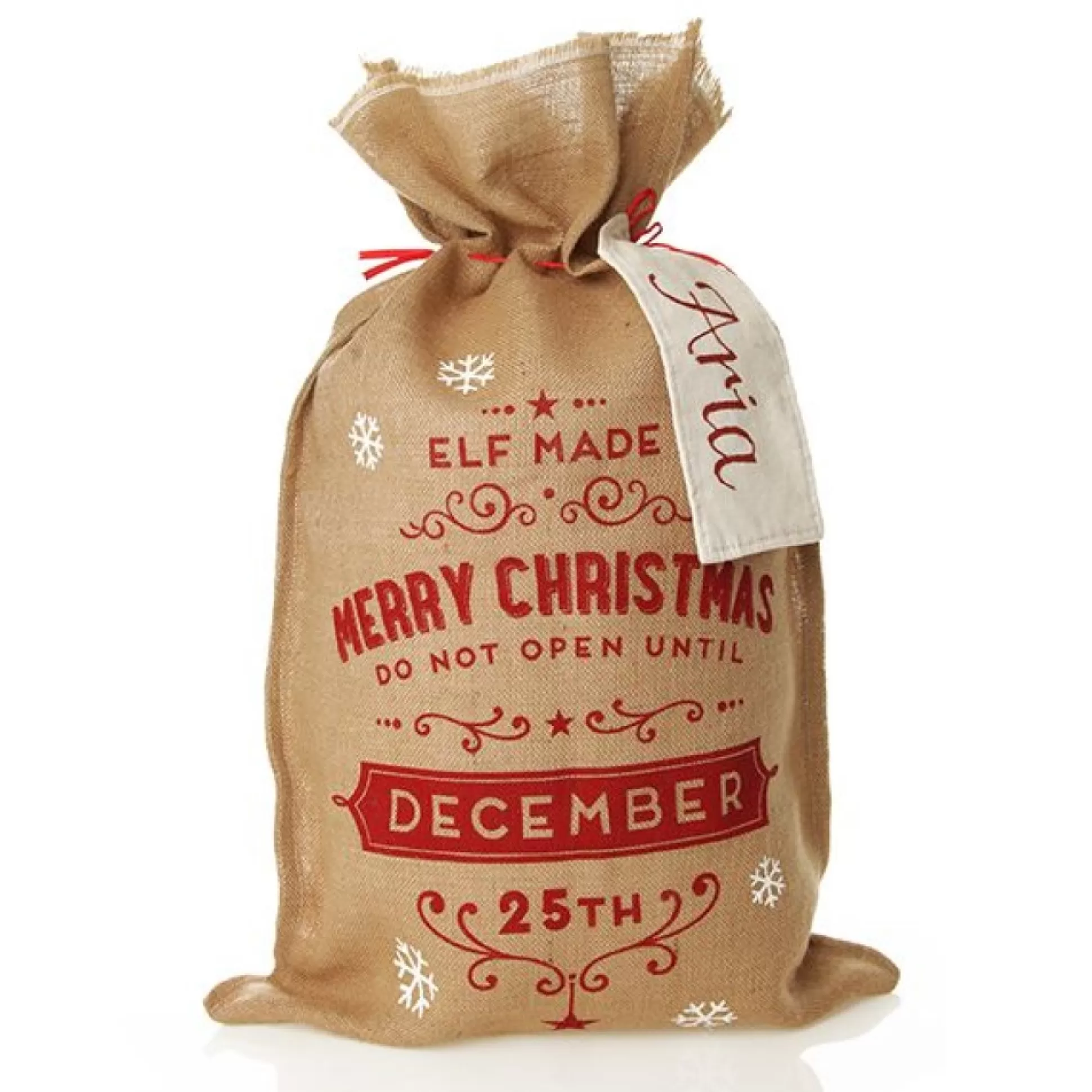 Personalised Natural Linen Santa Sack Tag Personalised Santa Sacks |