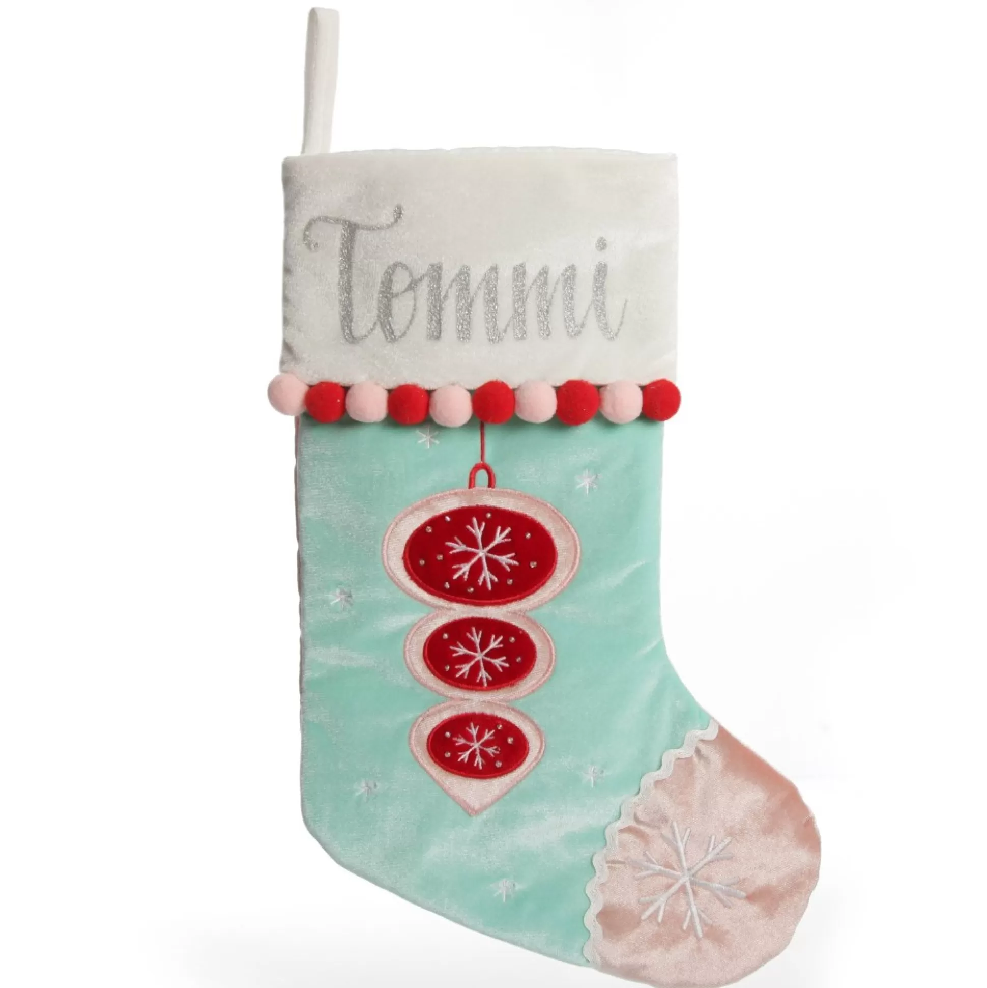 Personalised Peppermint Bauble Christmas Stocking Personalised Stockings |